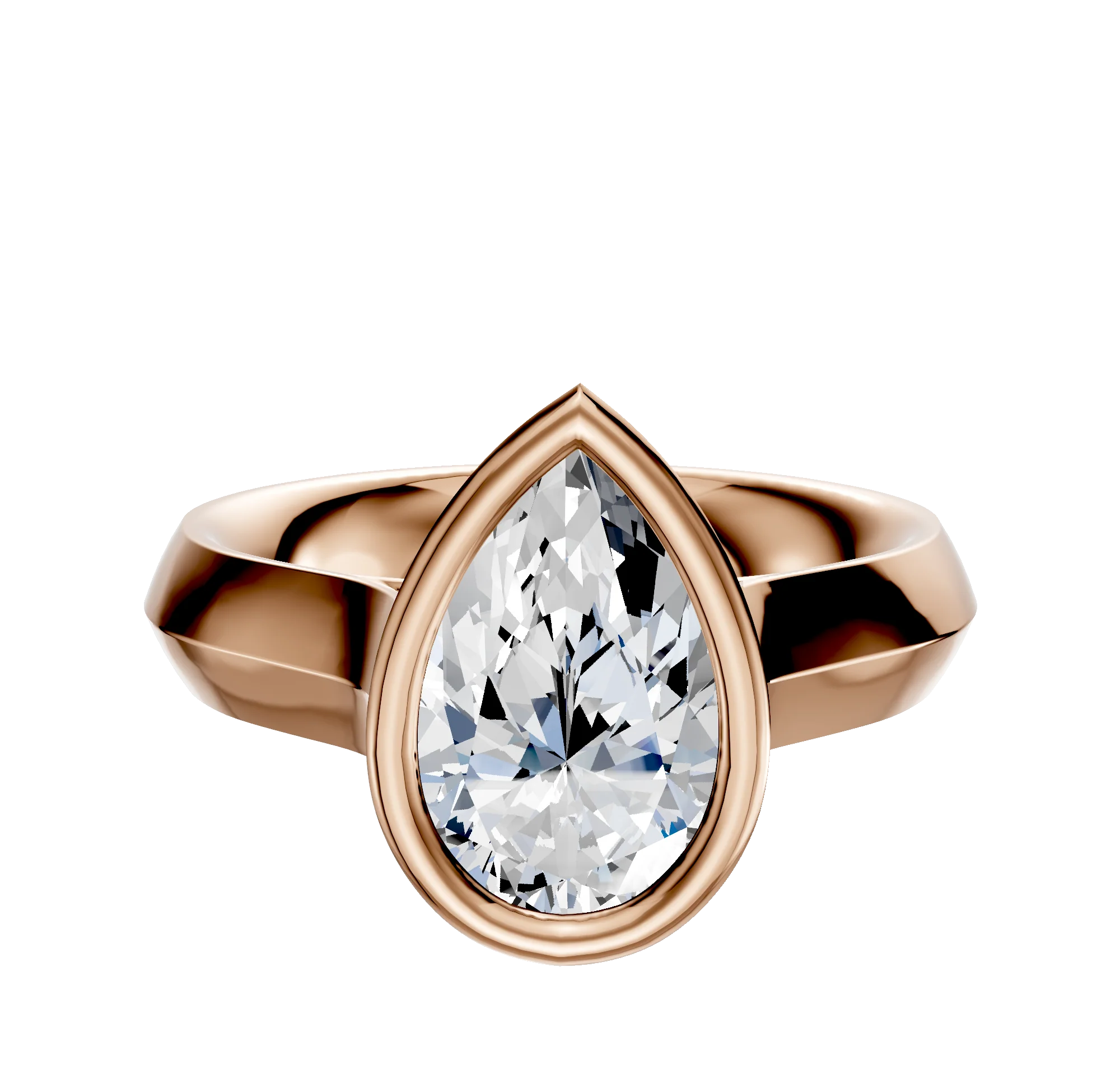 14K Rose Gold Bezel Full Bezel East/West Cathedral Knife Edge 4.0mm Engagement Ring