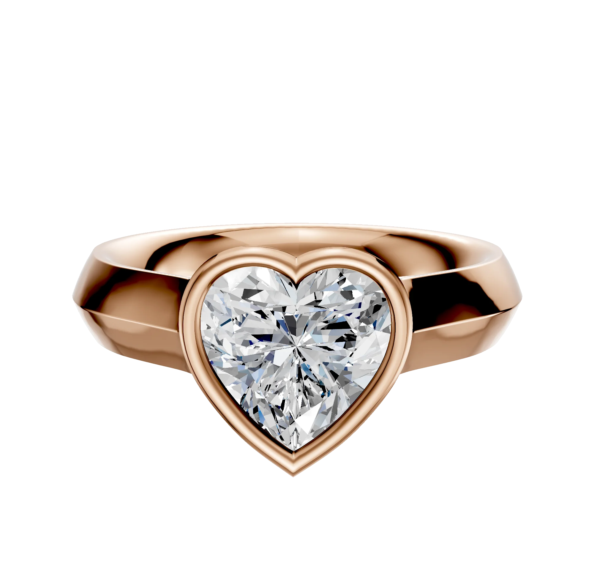 14K Rose Gold Bezel Full Bezel East/West Cathedral Knife Edge 4.0mm Engagement Ring
