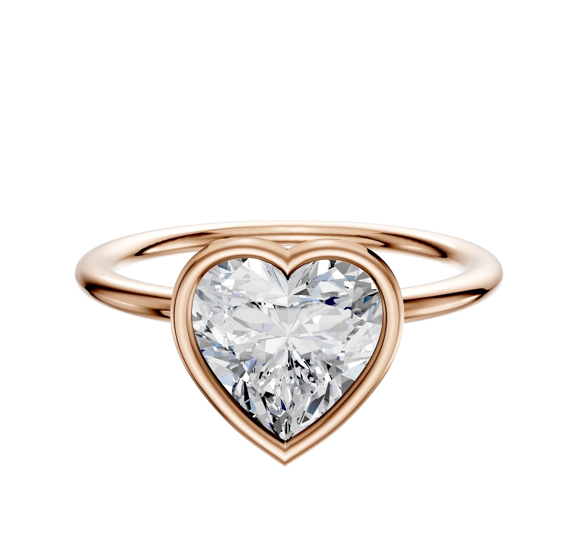 14K Rose Gold Bezel Full Bezel East/West Classic Dome 1.5mm Engagement Ring
