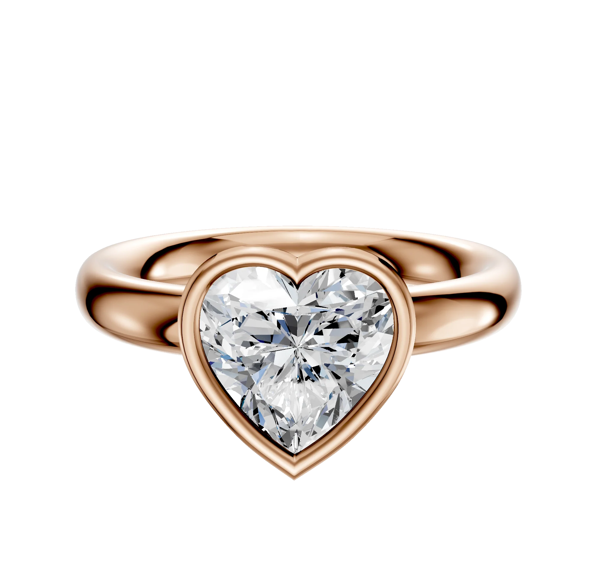 14K Rose Gold Bezel Full Bezel East/West Classic Dome 3.0mm Engagement Ring