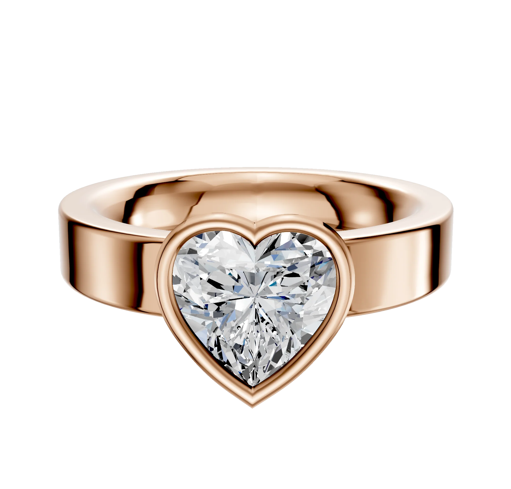 14K Rose Gold Bezel Full Bezel East/West Classic Flat 4.0mm Engagement Ring
