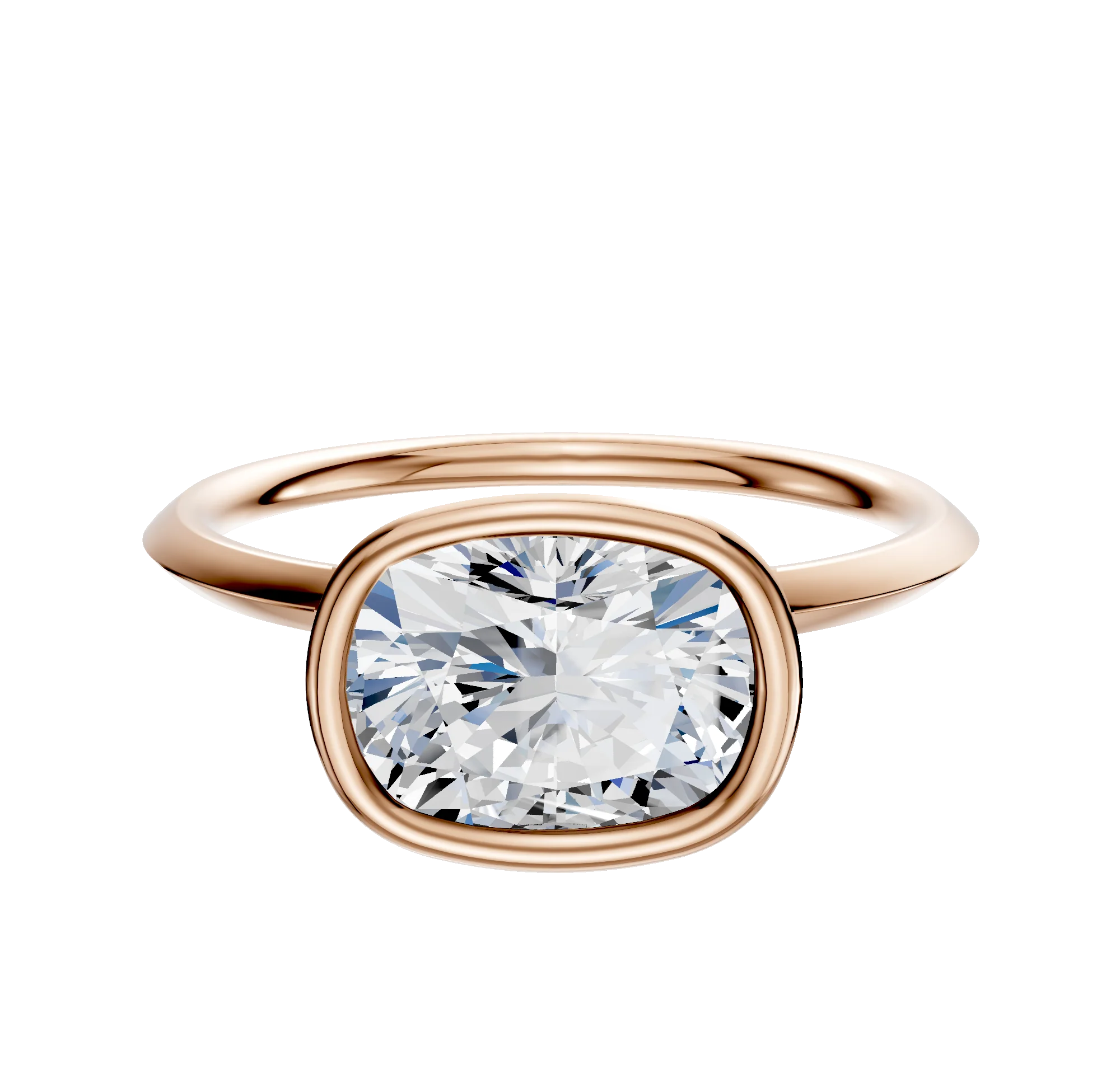 14K Rose Gold Bezel Full Bezel East/West Classic Knife Edge 1.5mm Engagement Ring