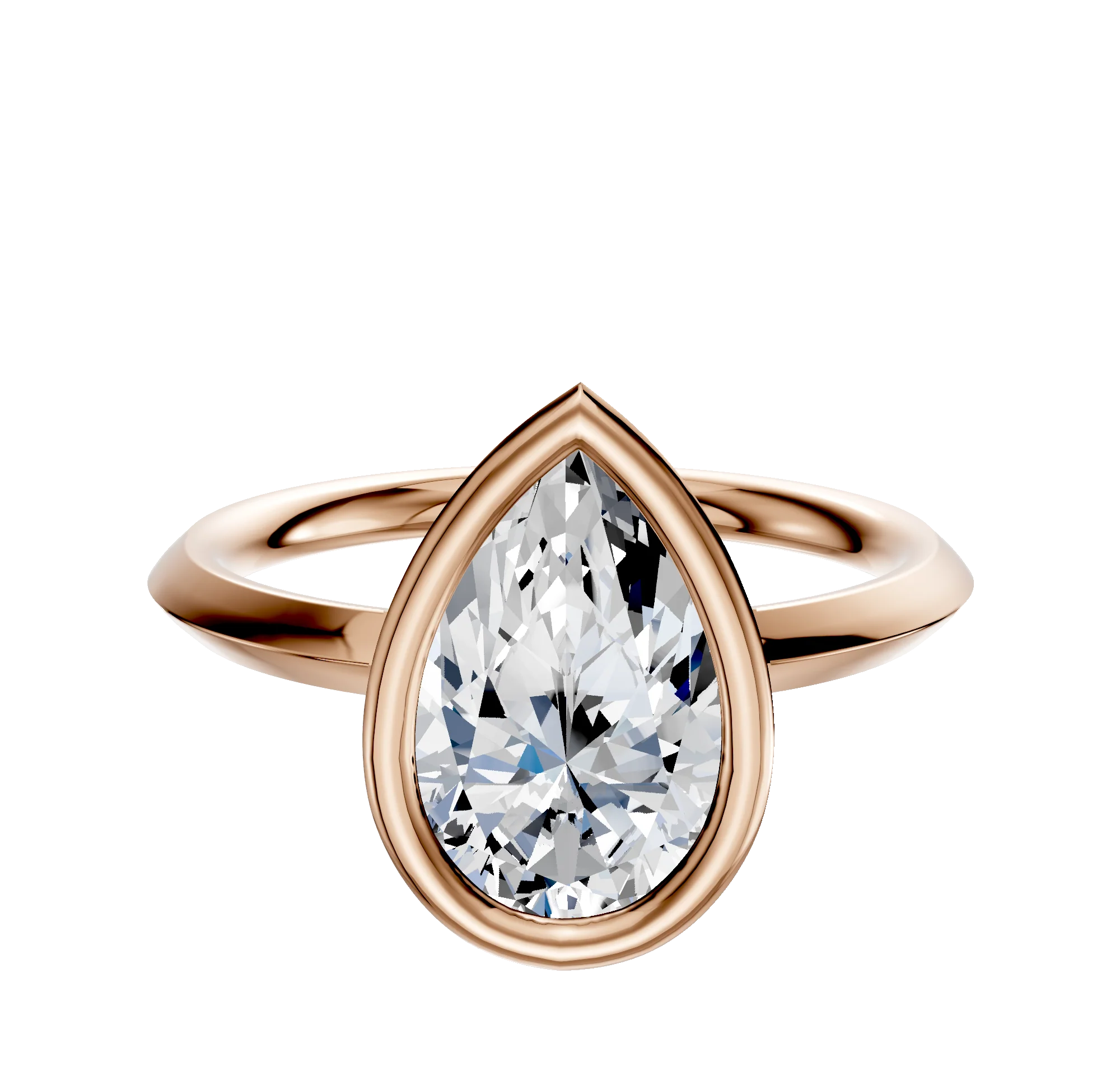 14K Rose Gold Bezel Full Bezel East/West Classic Knife Edge 2.0mm Engagement Ring