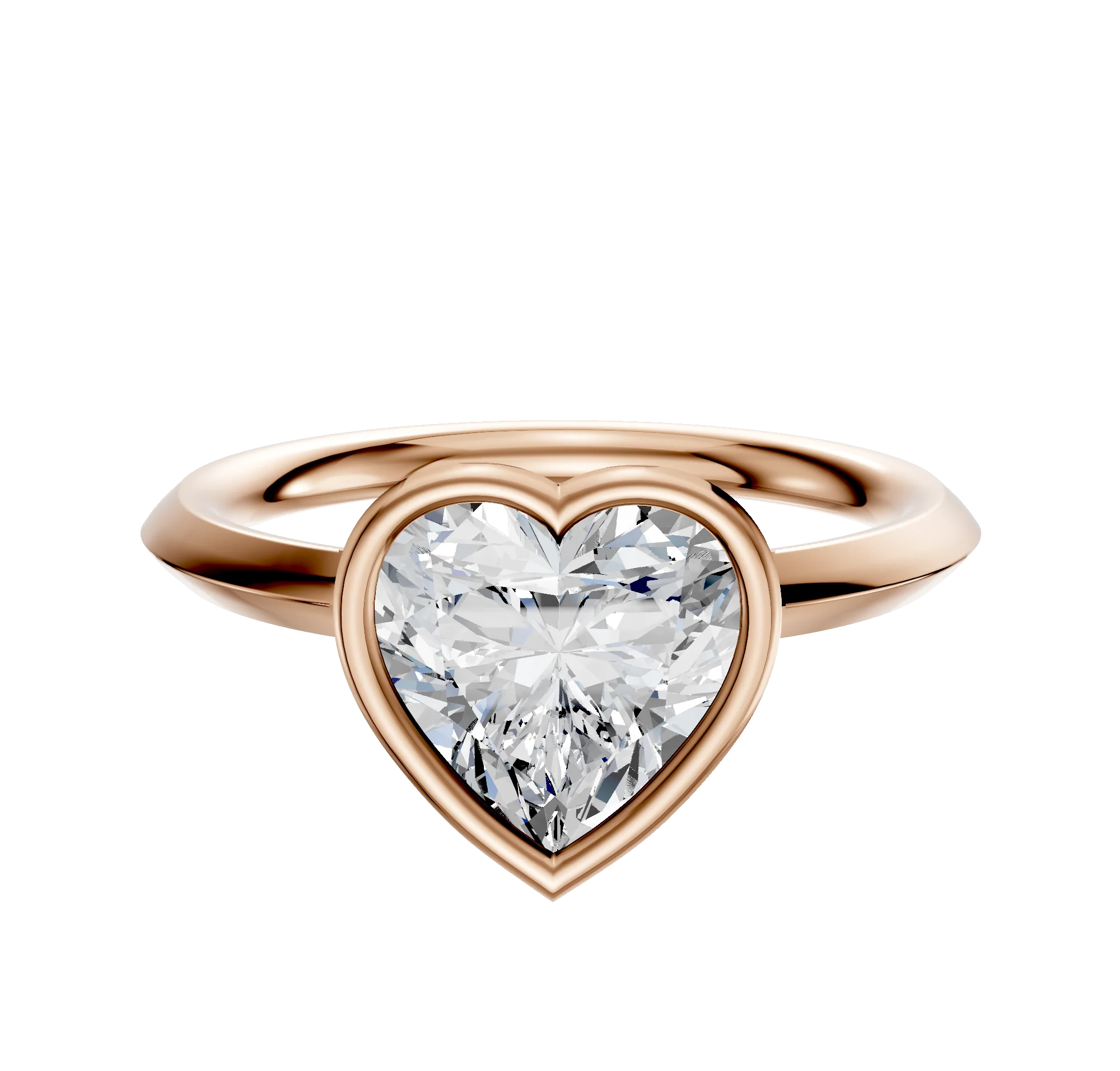 14K Rose Gold Bezel Full Bezel East/West Classic Knife Edge 2.0mm Engagement Ring
