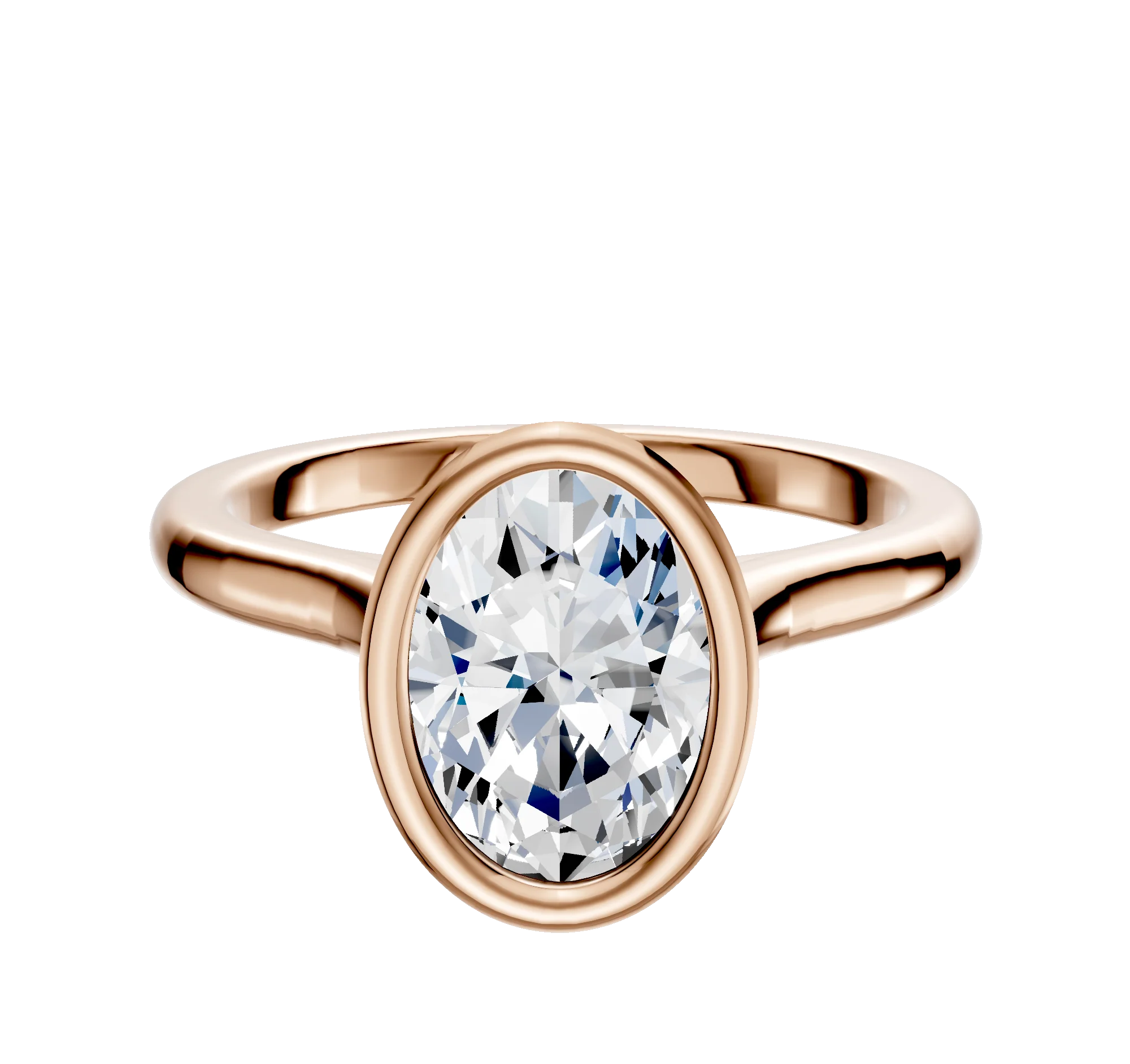 14K Rose Gold Bezel Full Bezel North/South Cathedral Dome 2.0mm Engagement Ring