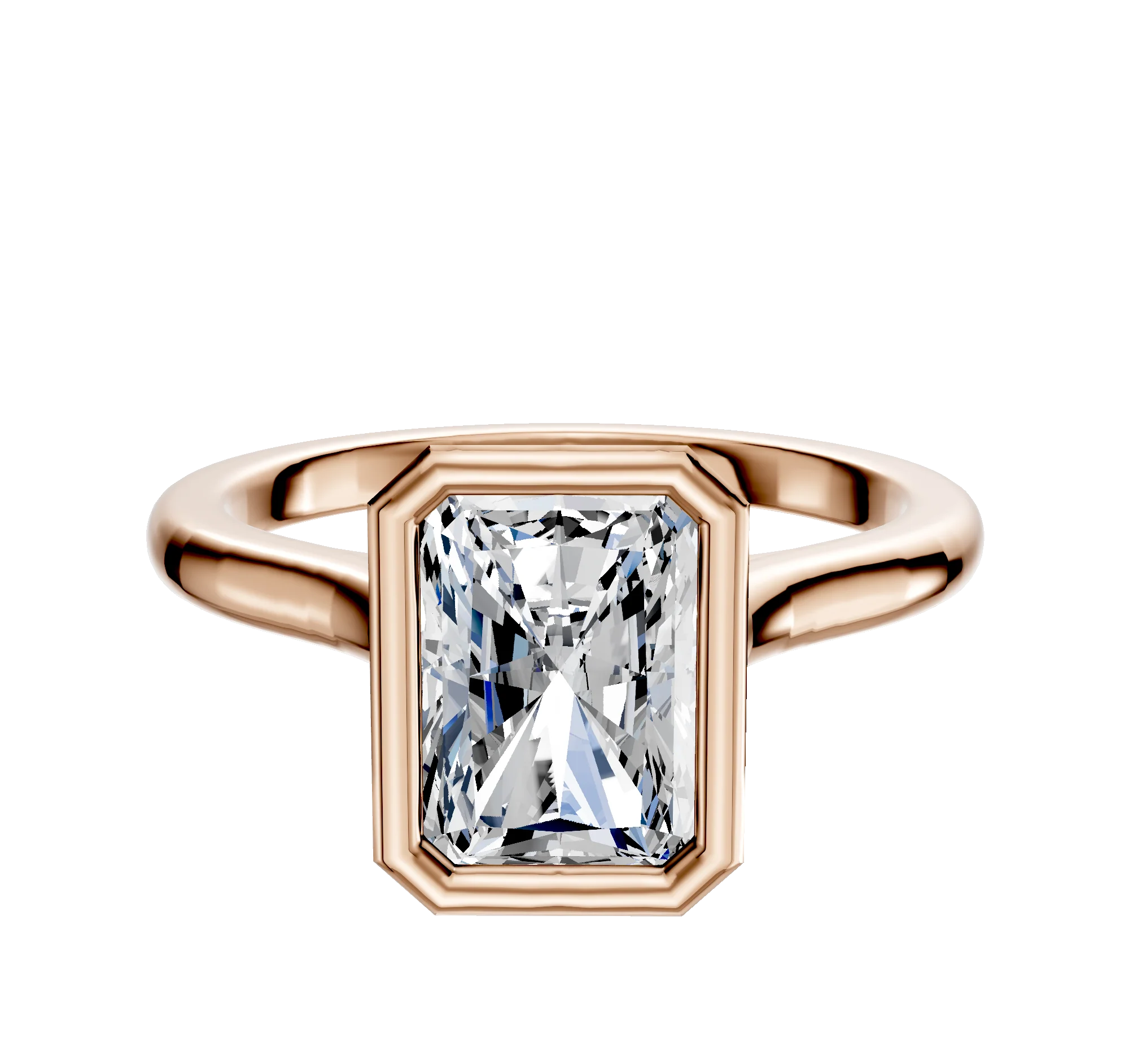 14K Rose Gold Bezel Full Bezel North/South Cathedral Dome 2.0mm Engagement Ring