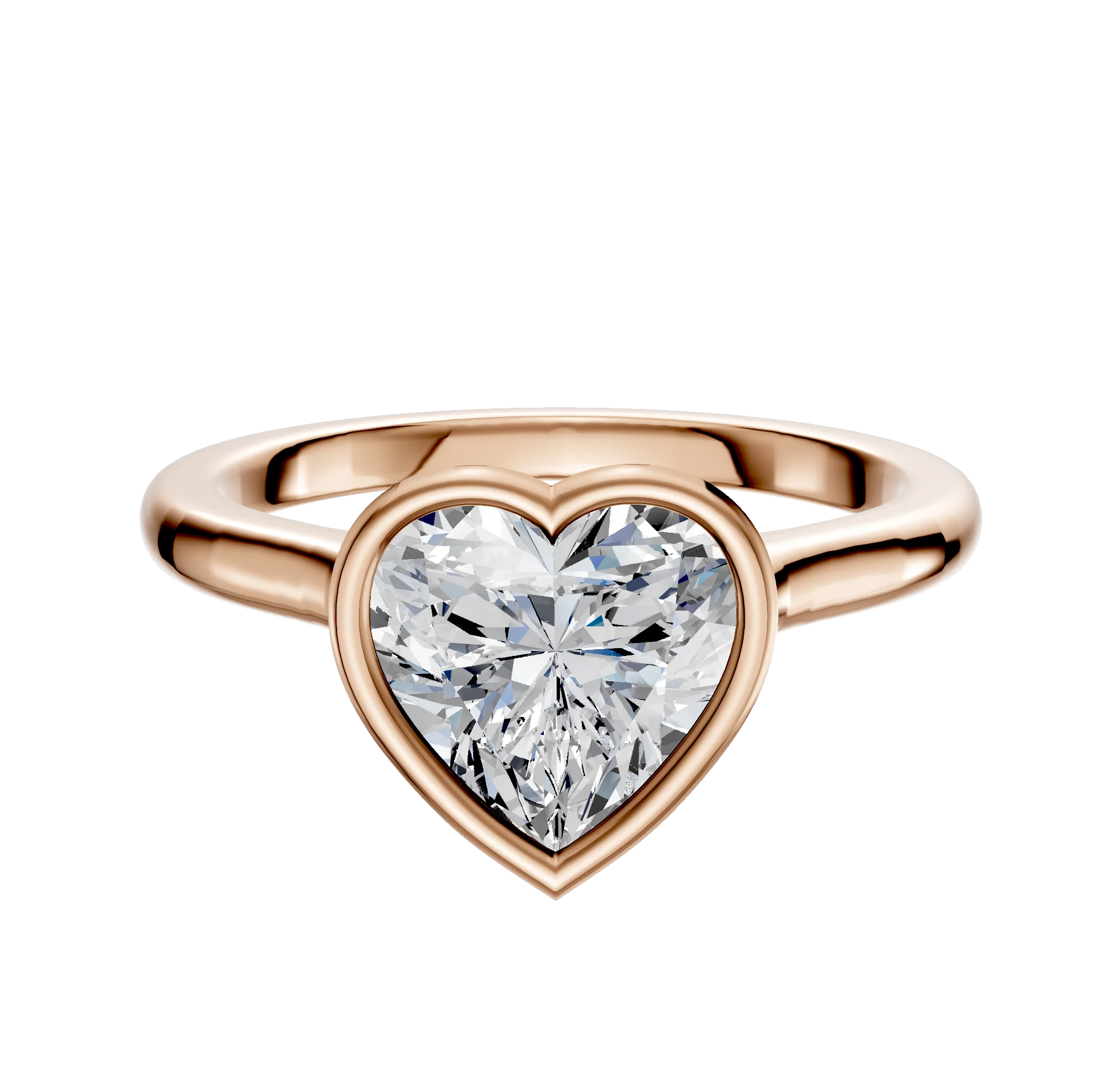 14K Rose Gold Bezel Full Bezel North/South Cathedral Dome 2.0mm Engagement Ring