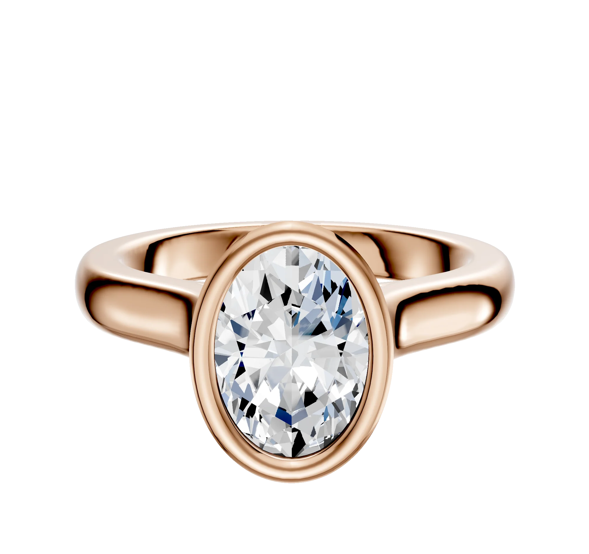 14K Rose Gold Bezel Full Bezel North/South Cathedral Dome 3.0mm Engagement Ring