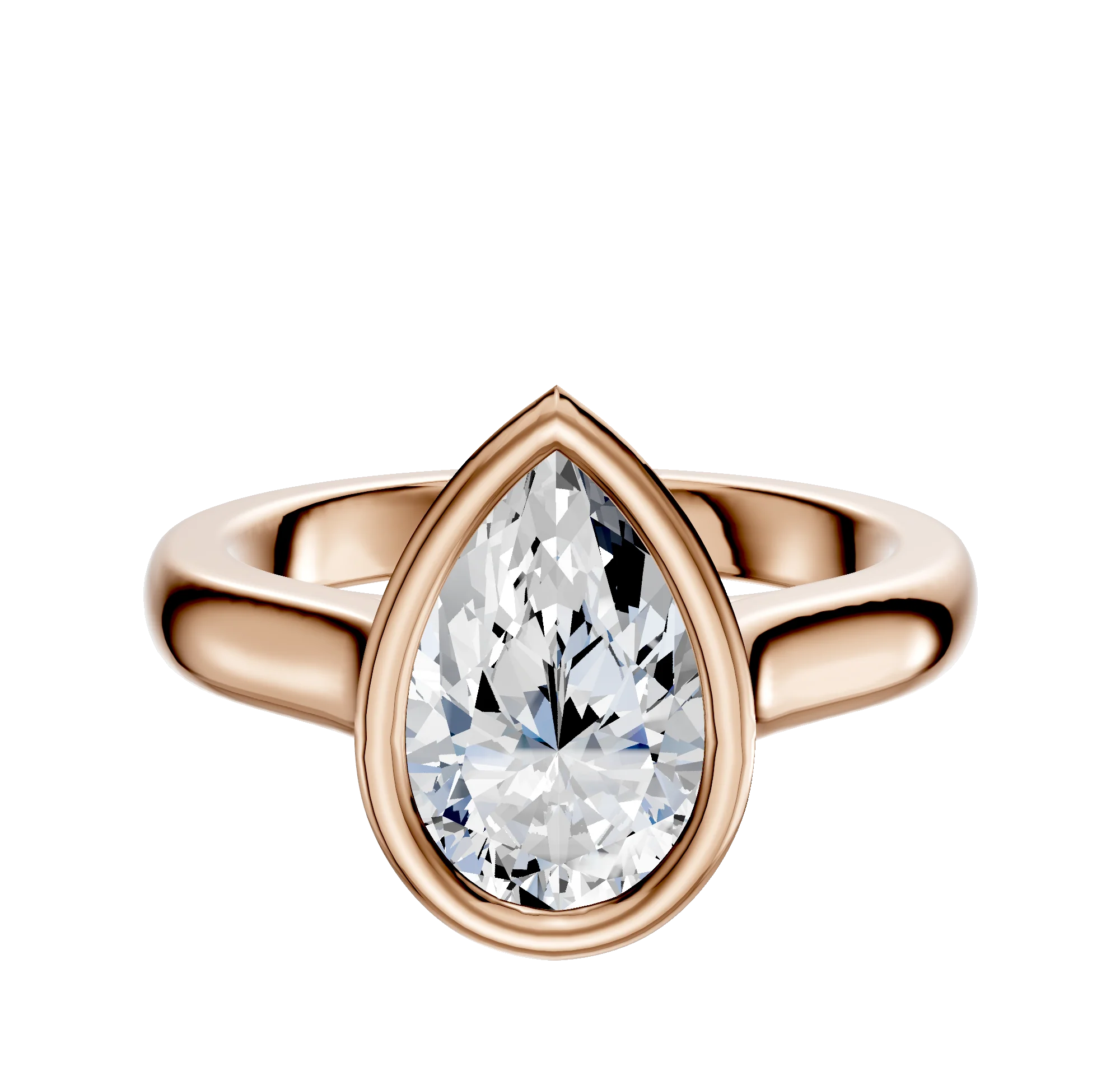 14K Rose Gold Bezel Full Bezel North/South Cathedral Dome 3.0mm Engagement Ring