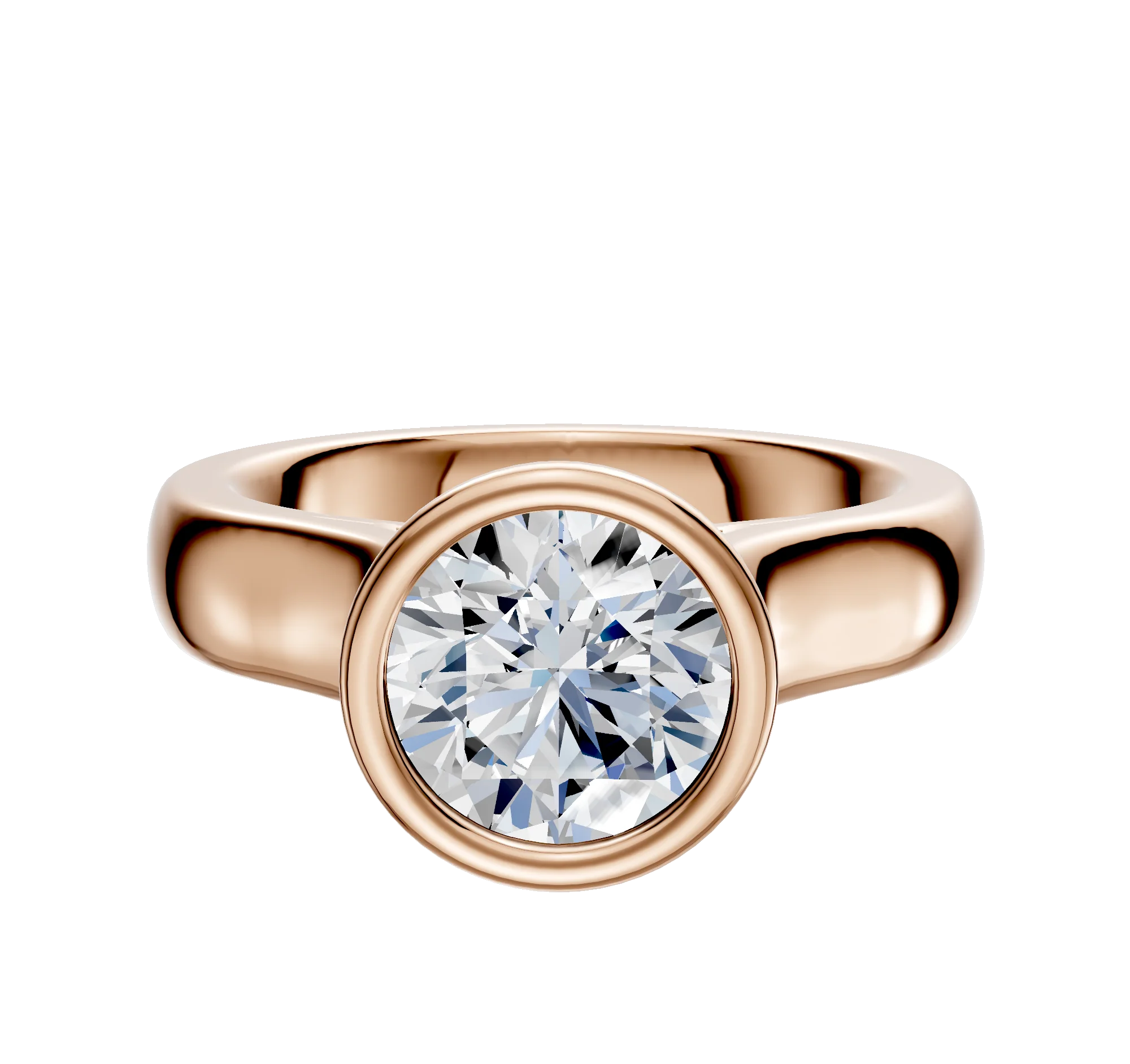 14K Rose Gold Bezel Full Bezel North/South Cathedral Dome 4.0mm Engagement Ring
