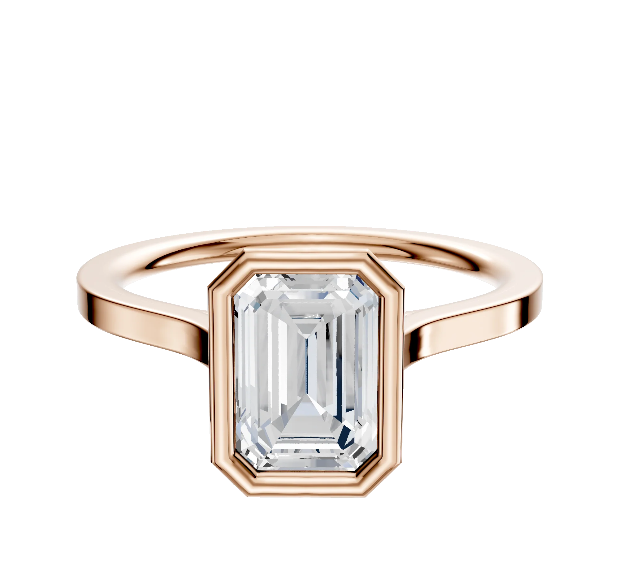 14K Rose Gold Bezel Full Bezel North/South Cathedral Flat 1.5mm Engagement Ring