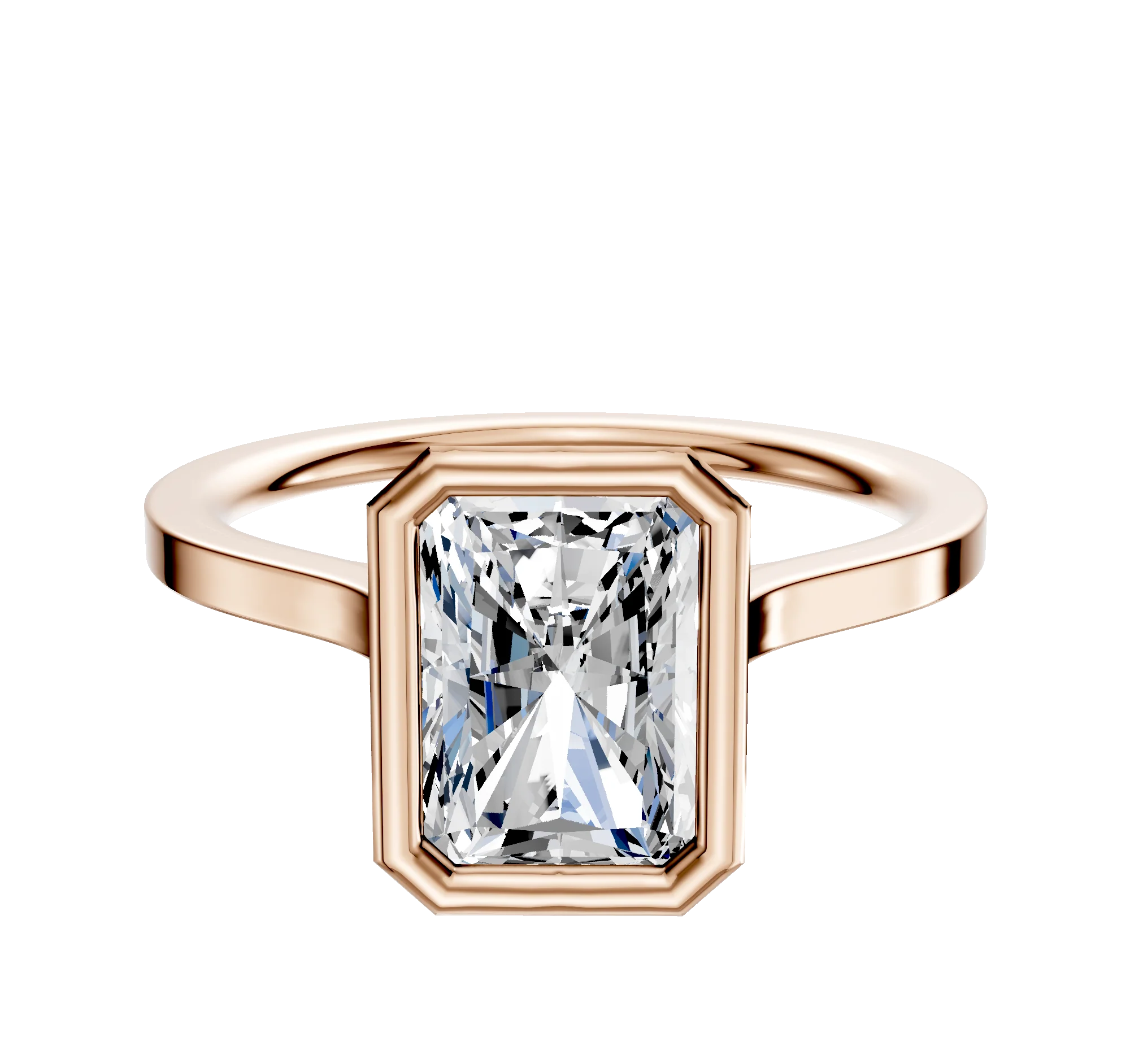 14K Rose Gold Bezel Full Bezel North/South Cathedral Flat 1.5mm Engagement Ring