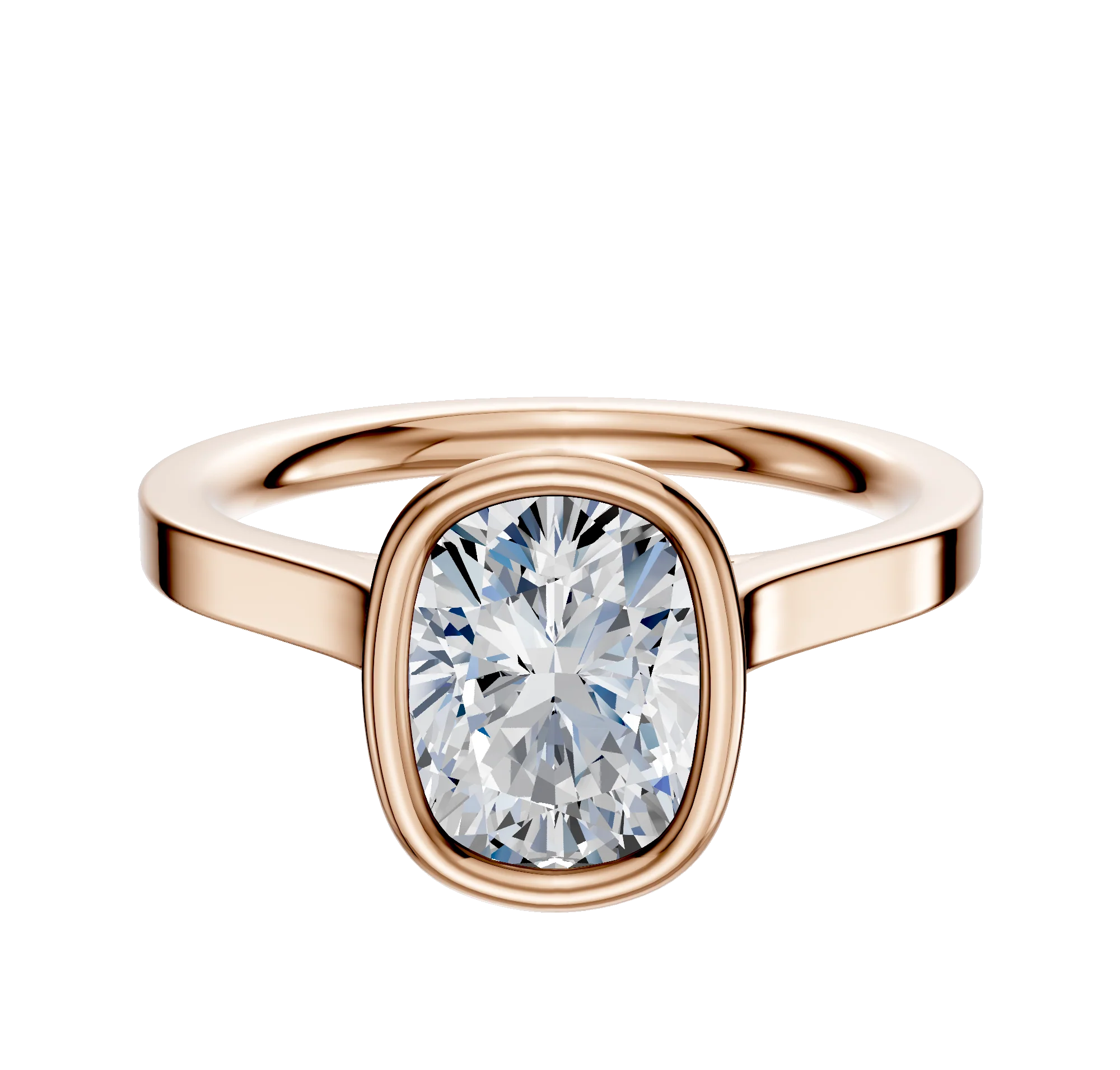 14K Rose Gold Bezel Full Bezel North/South Cathedral Flat 2.0mm Engagement Ring