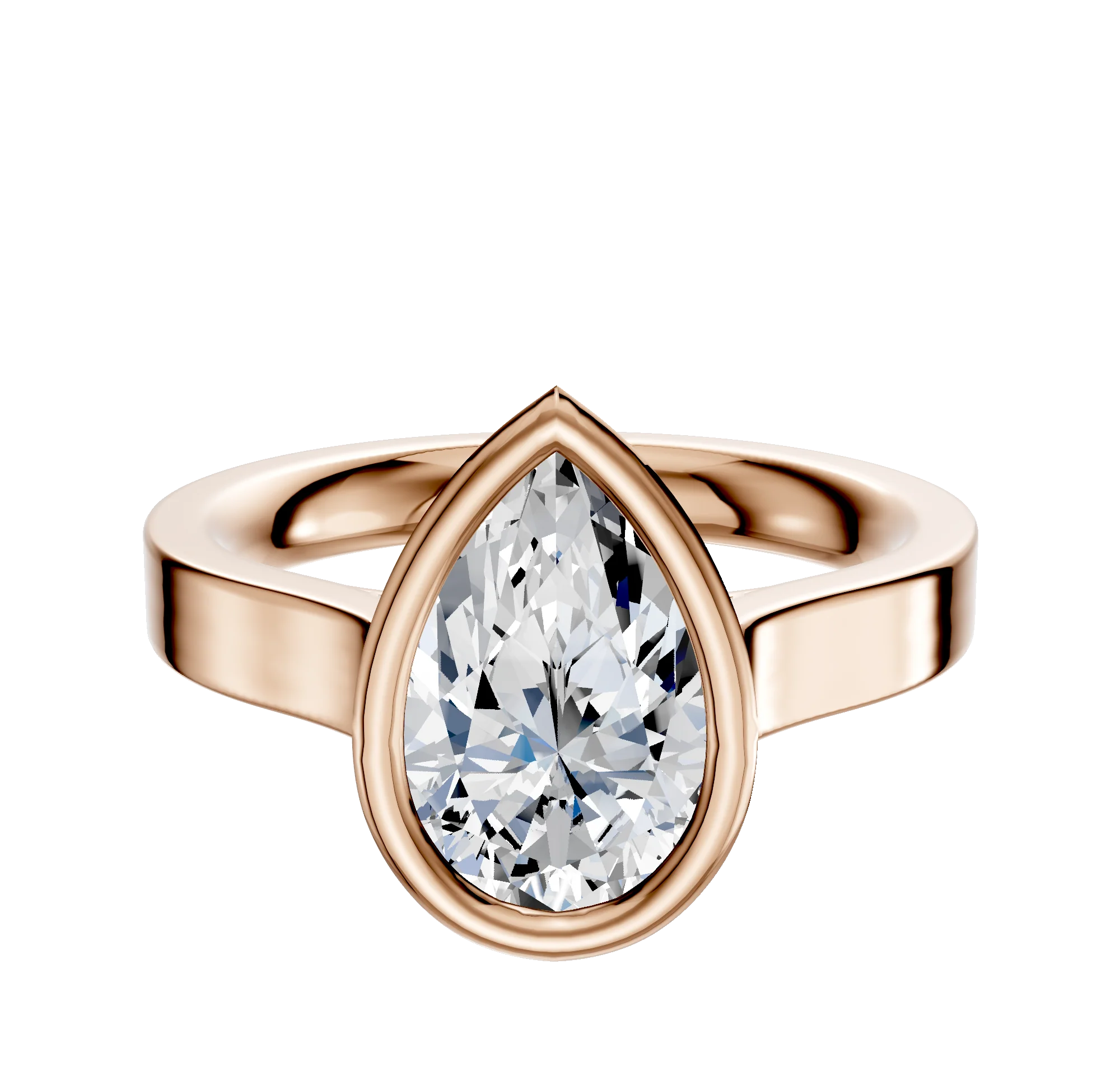 14K Rose Gold Bezel Full Bezel North/South Cathedral Flat 3.0mm Engagement Ring