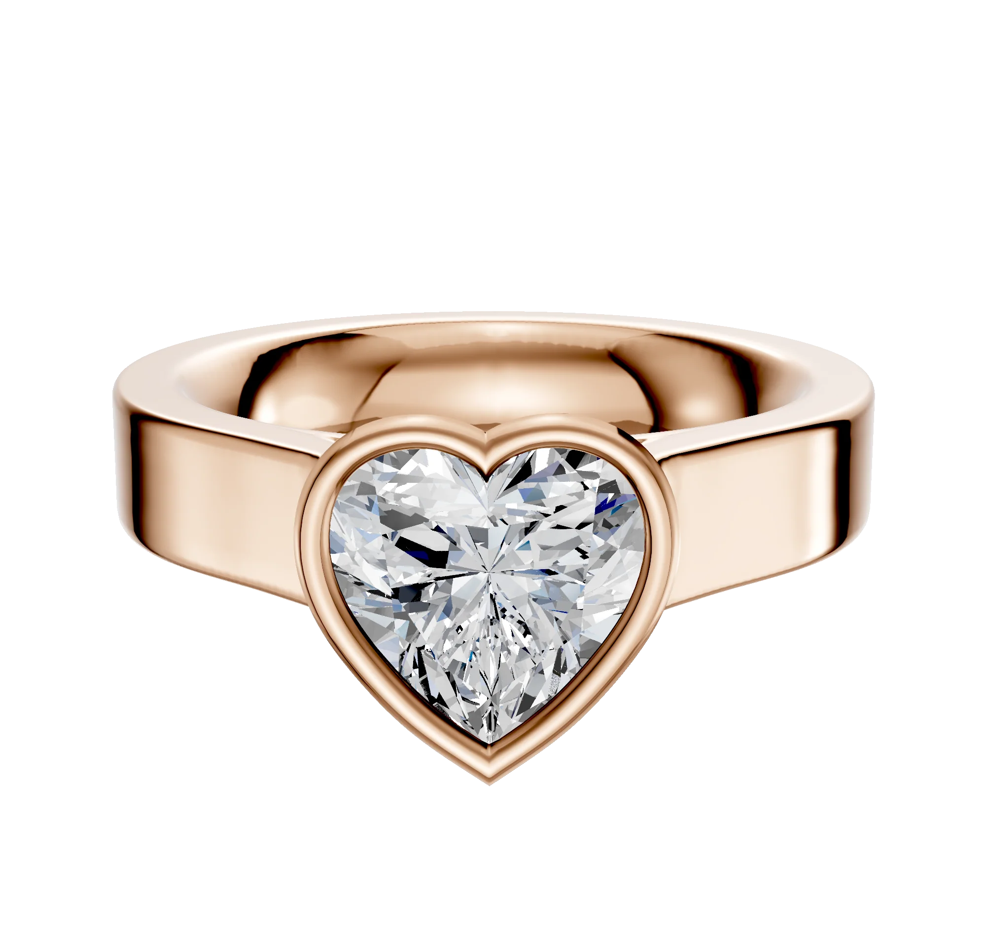 14K Rose Gold Bezel Full Bezel North/South Cathedral Flat 4.0mm Engagement Ring