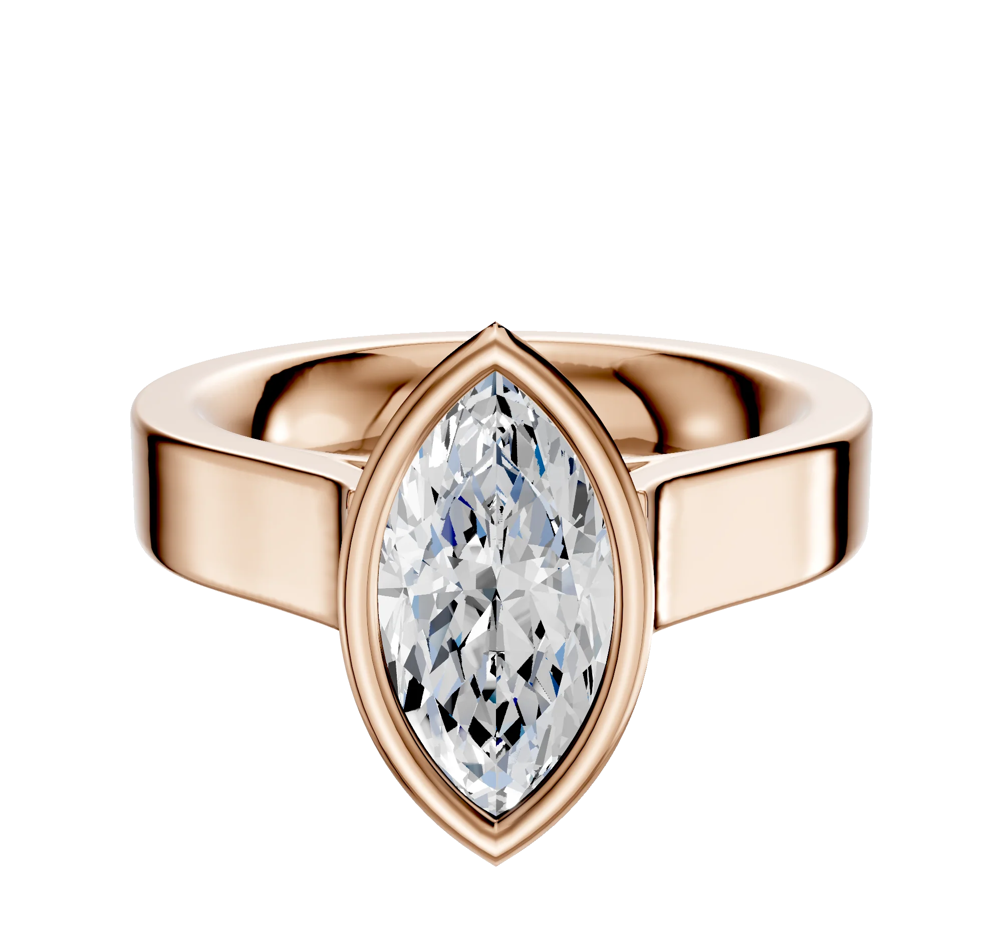 14K Rose Gold Bezel Full Bezel North/South Cathedral Flat 4.0mm Engagement Ring