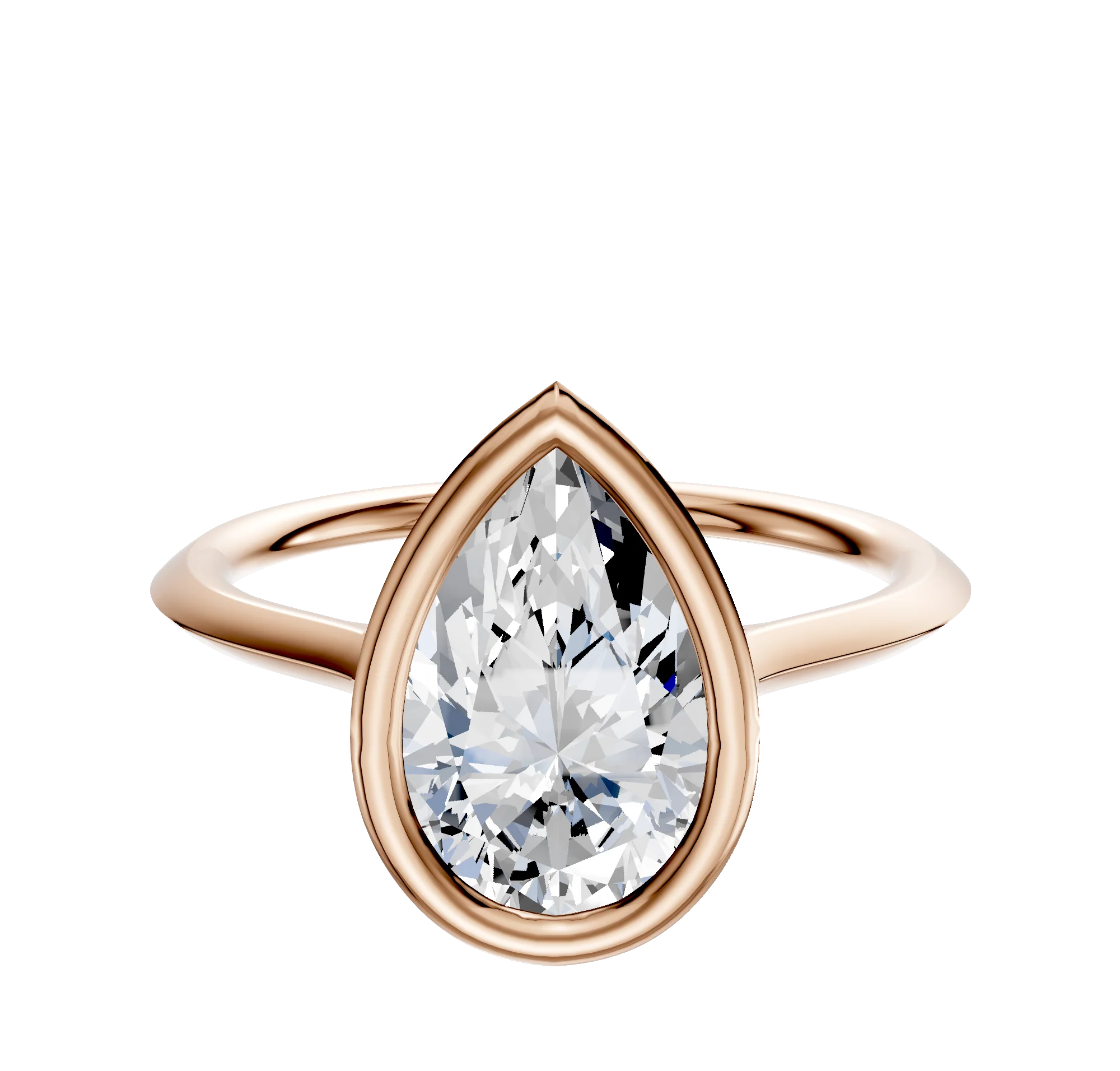 14K Rose Gold Bezel Full Bezel North/South Cathedral Knife Edge 1.5mm Engagement Ring