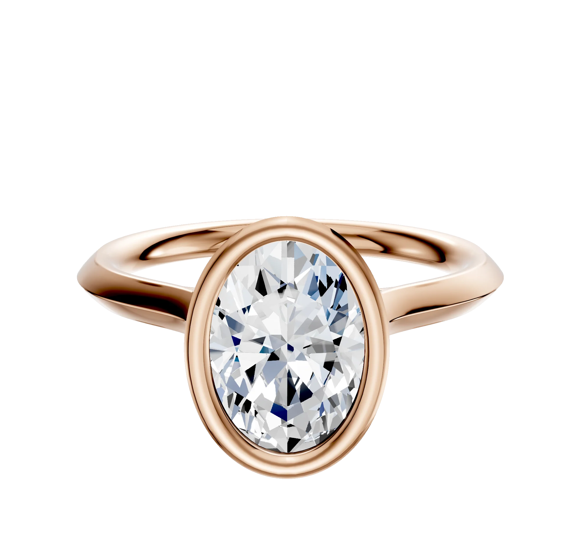 14K Rose Gold Bezel Full Bezel North/South Cathedral Knife Edge 2.0mm Engagement Ring