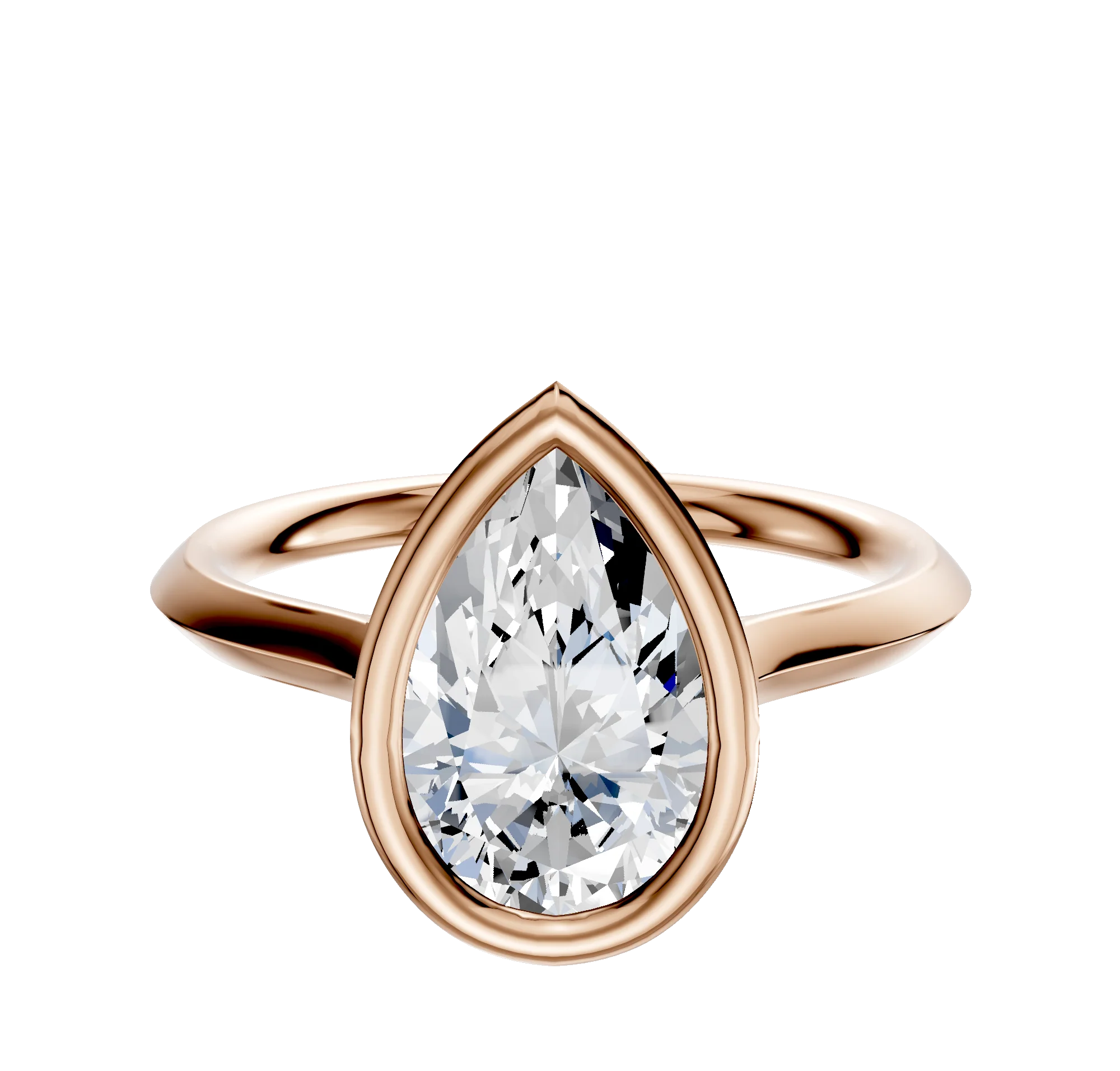 14K Rose Gold Bezel Full Bezel North/South Cathedral Knife Edge 2.0mm Engagement Ring