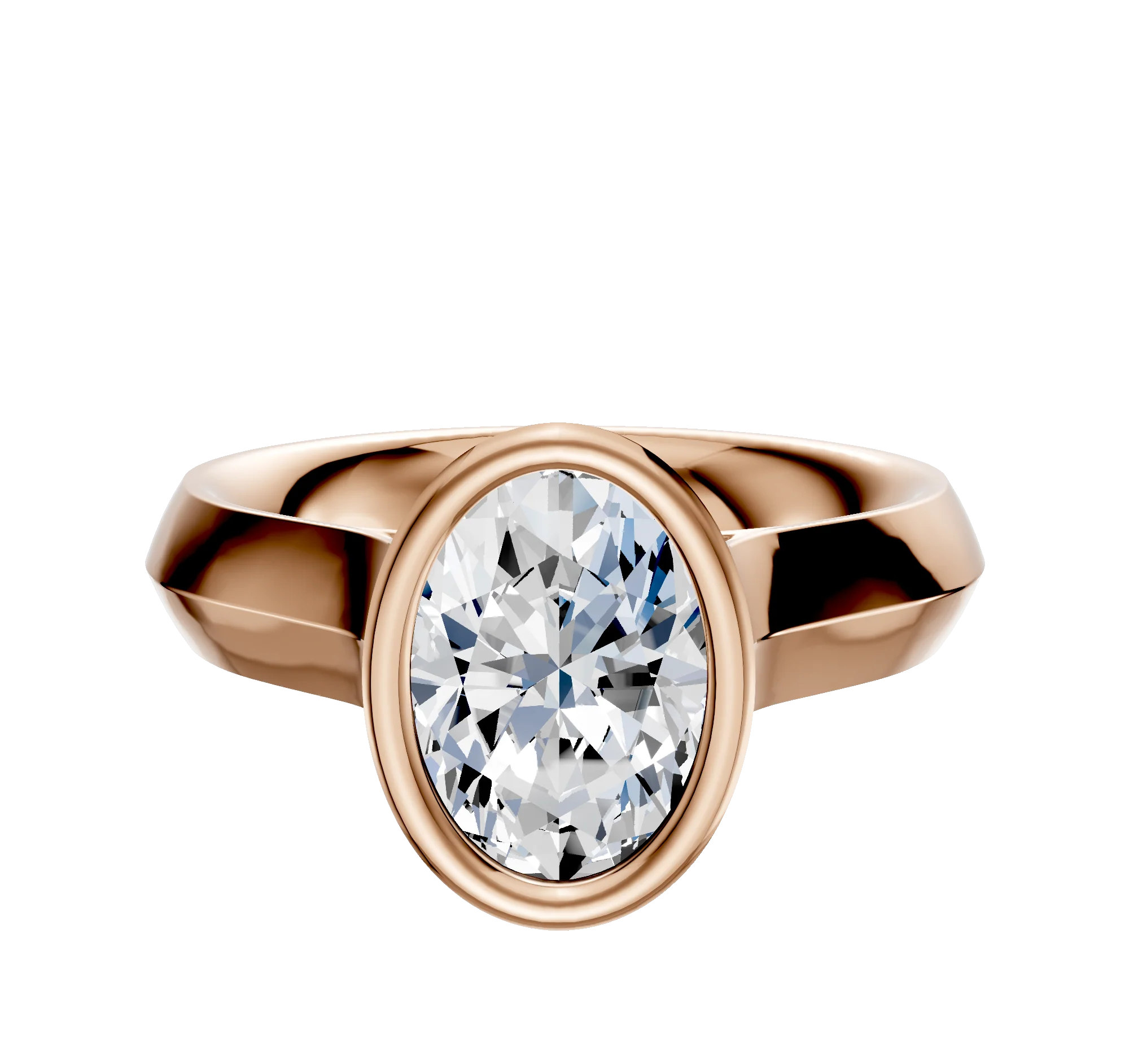14K Rose Gold Bezel Full Bezel North/South Cathedral Knife Edge 4.0mm Engagement Ring