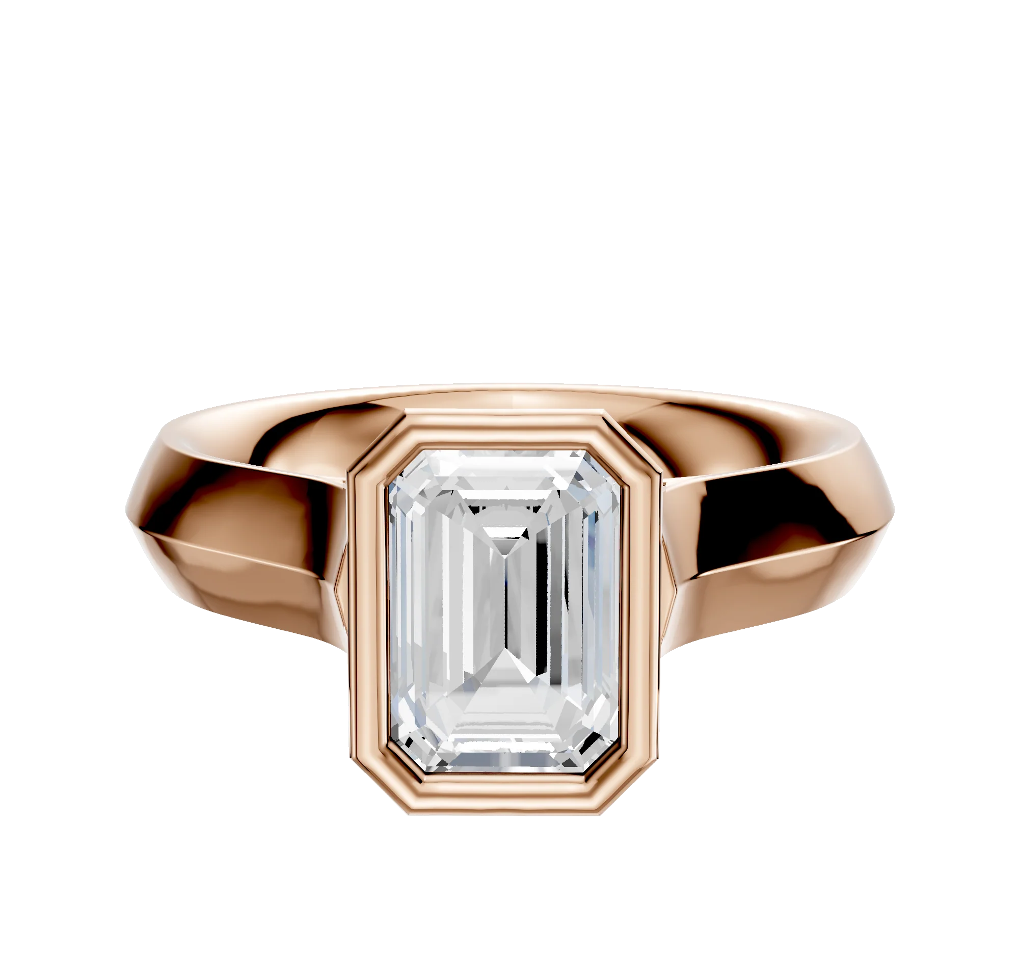 14K Rose Gold Bezel Full Bezel North/South Cathedral Knife Edge 4.0mm Engagement Ring