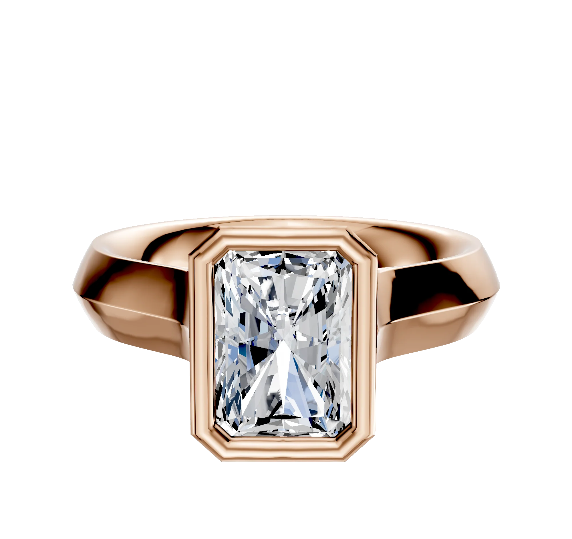 14K Rose Gold Bezel Full Bezel North/South Cathedral Knife Edge 4.0mm Engagement Ring