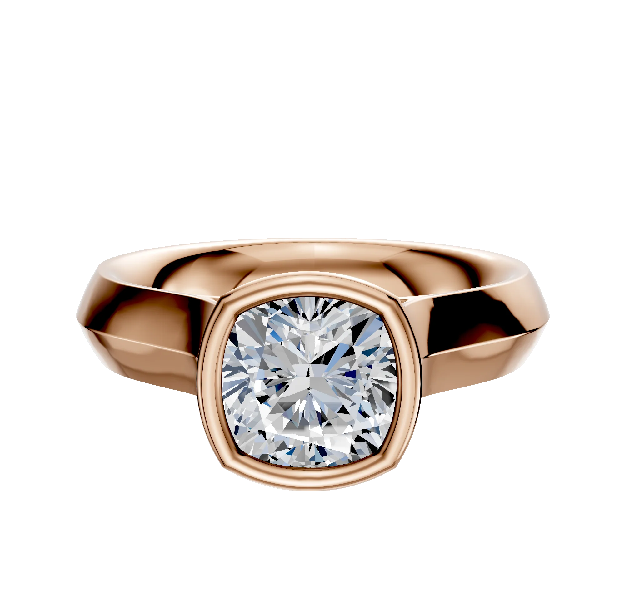 14K Rose Gold Bezel Full Bezel North/South Cathedral Knife Edge 4.0mm Engagement Ring
