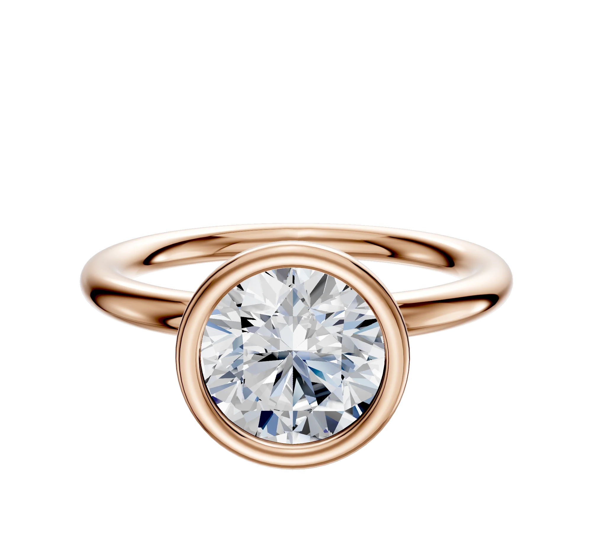 14K Rose Gold Bezel Full Bezel North/South Classic Dome 2.0mm Engagement Ring