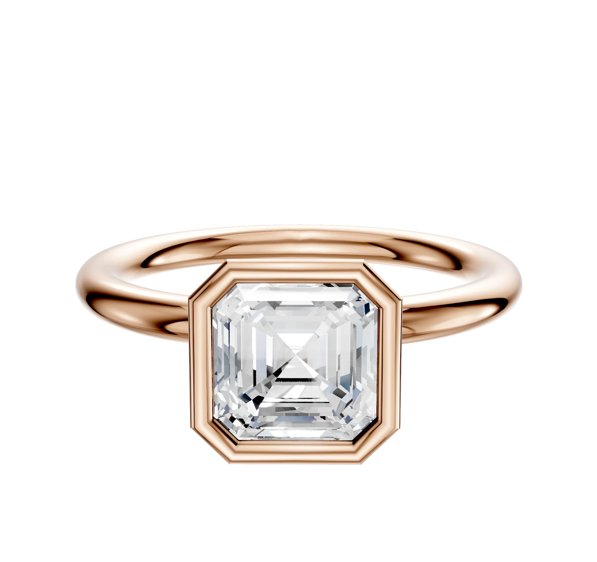14K Rose Gold Bezel Full Bezel North/South Classic Dome 2.0mm Engagement Ring