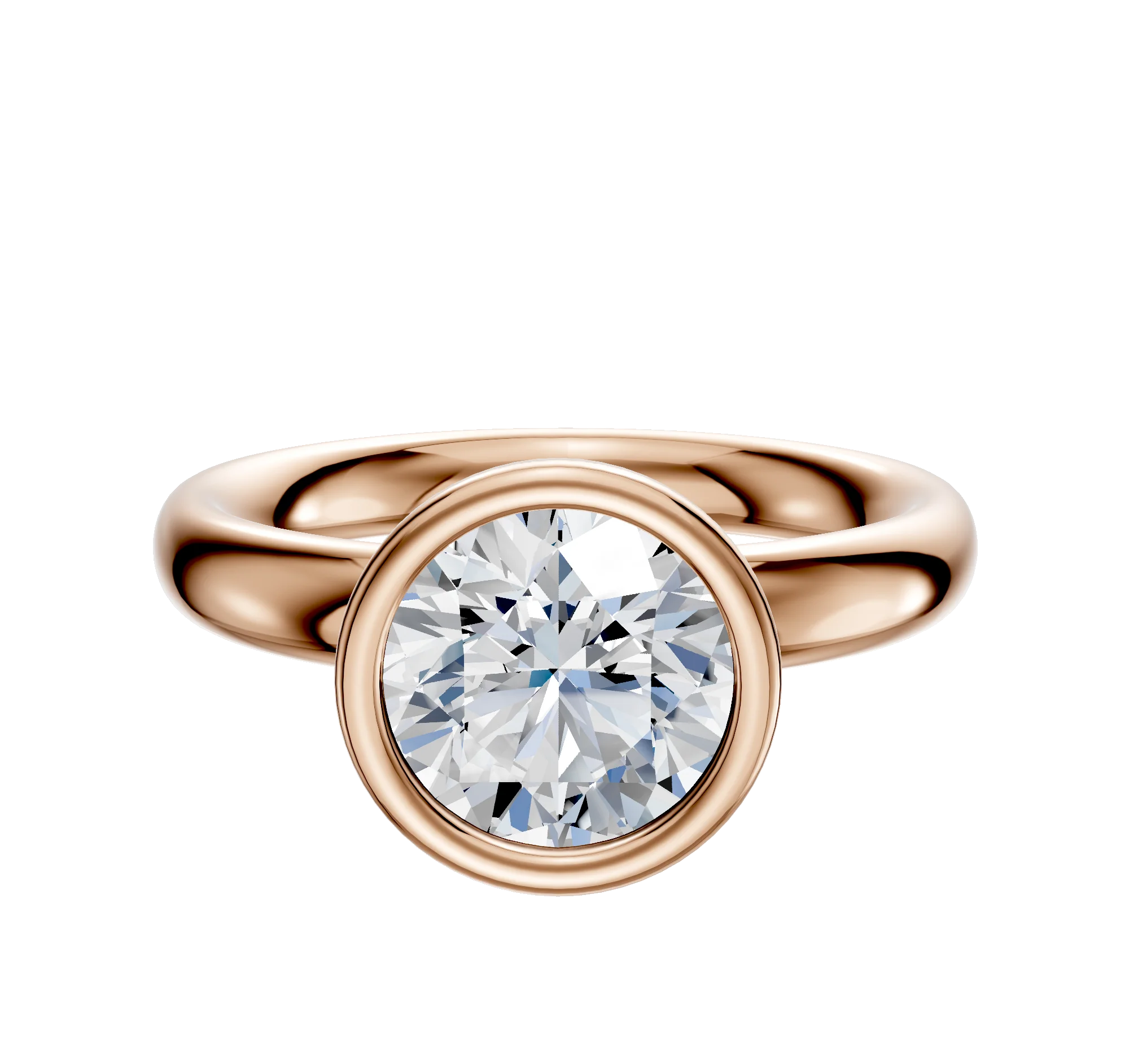 14K Rose Gold Bezel Full Bezel North/South Classic Dome 3.0mm Engagement Ring