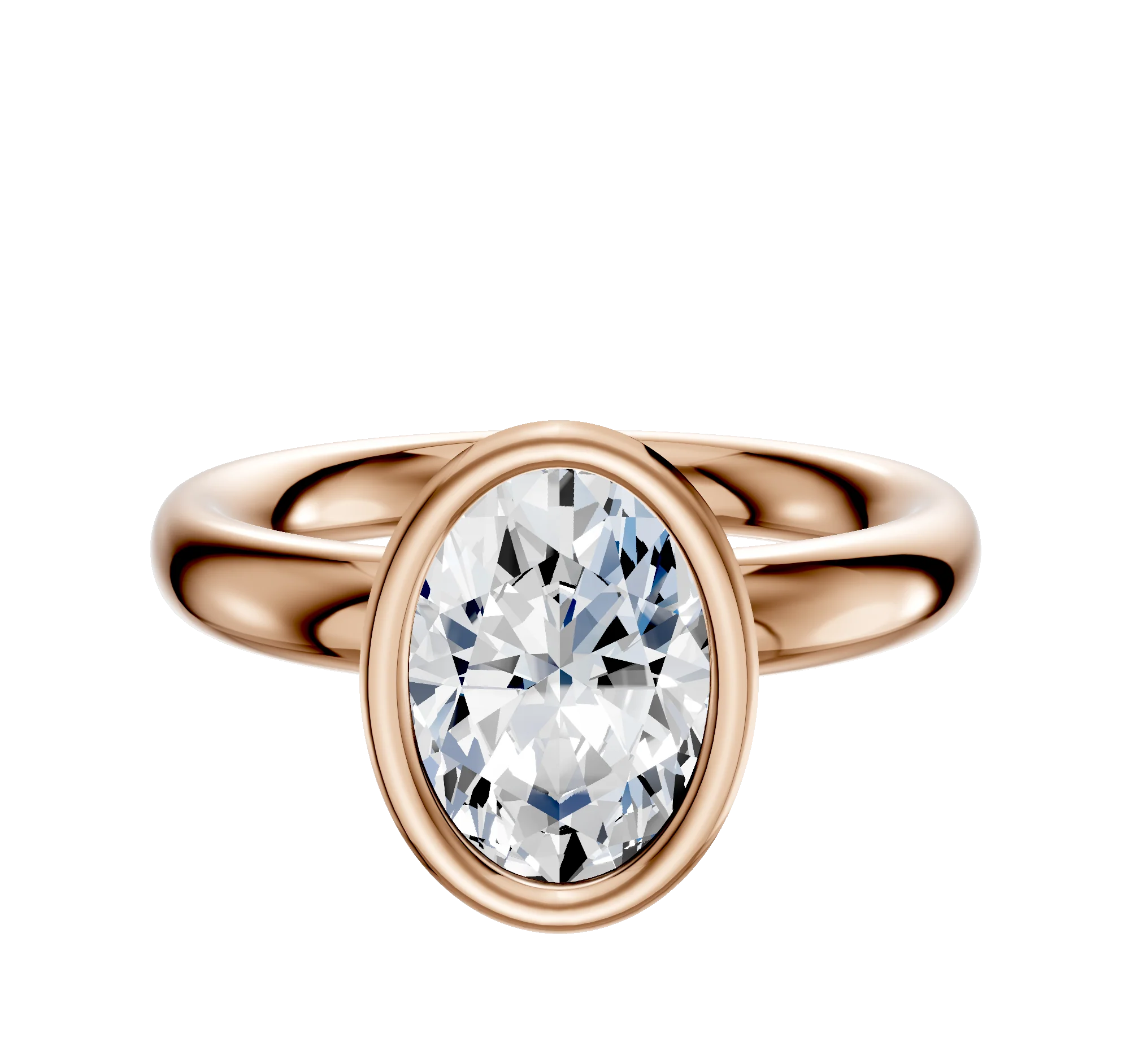 14K Rose Gold Bezel Full Bezel North/South Classic Dome 3.0mm Engagement Ring