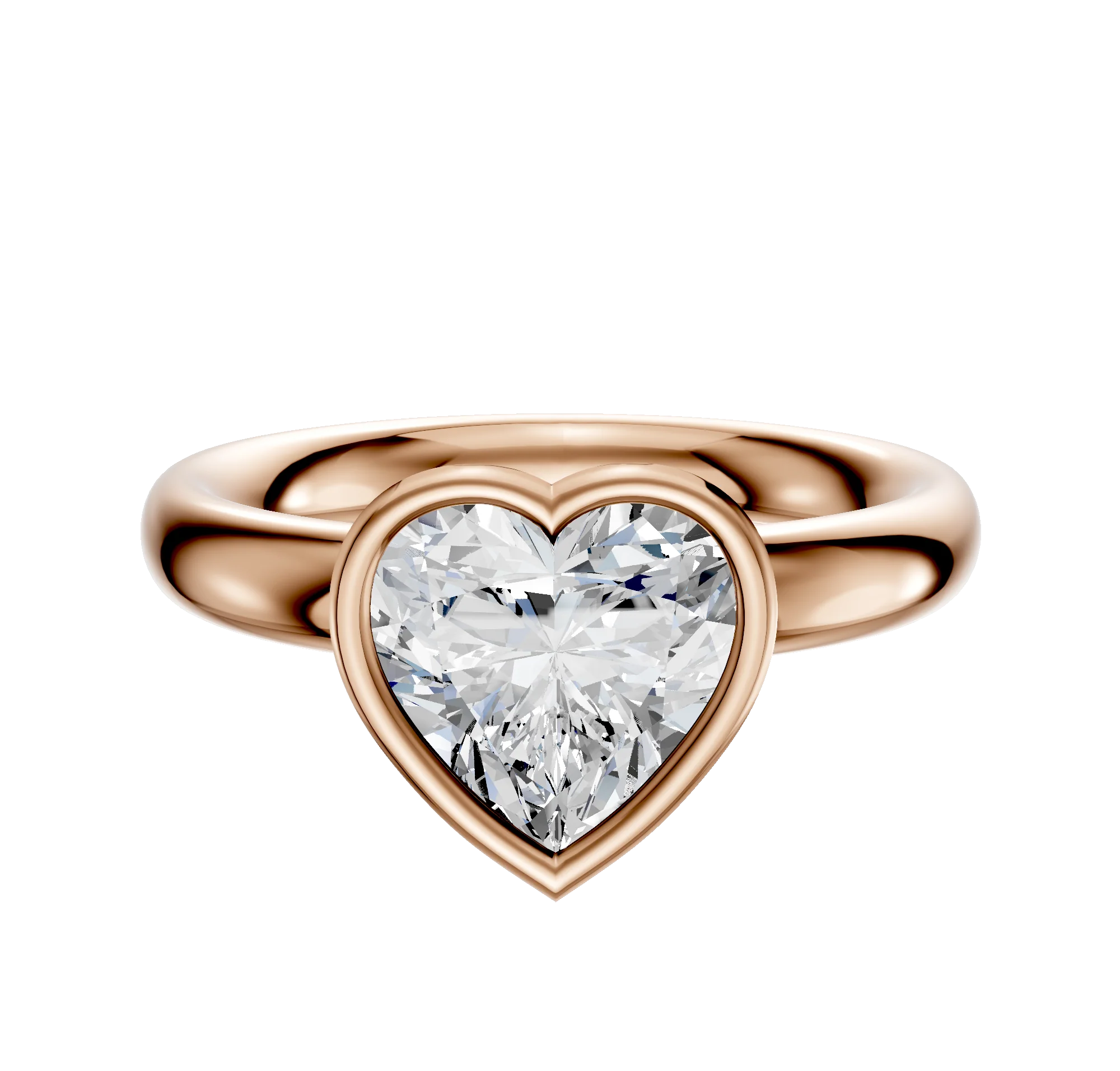 14K Rose Gold Bezel Full Bezel North/South Classic Dome 3.0mm Engagement Ring