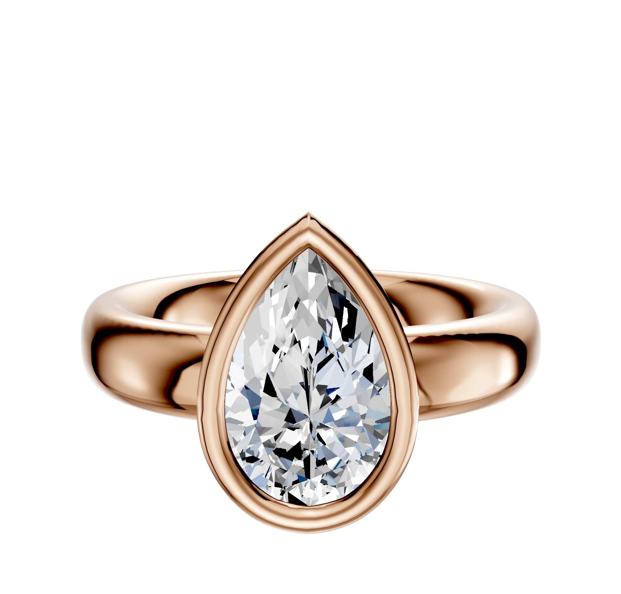 14K Rose Gold Bezel Full Bezel North/South Classic Dome 4.0mm Engagement Ring