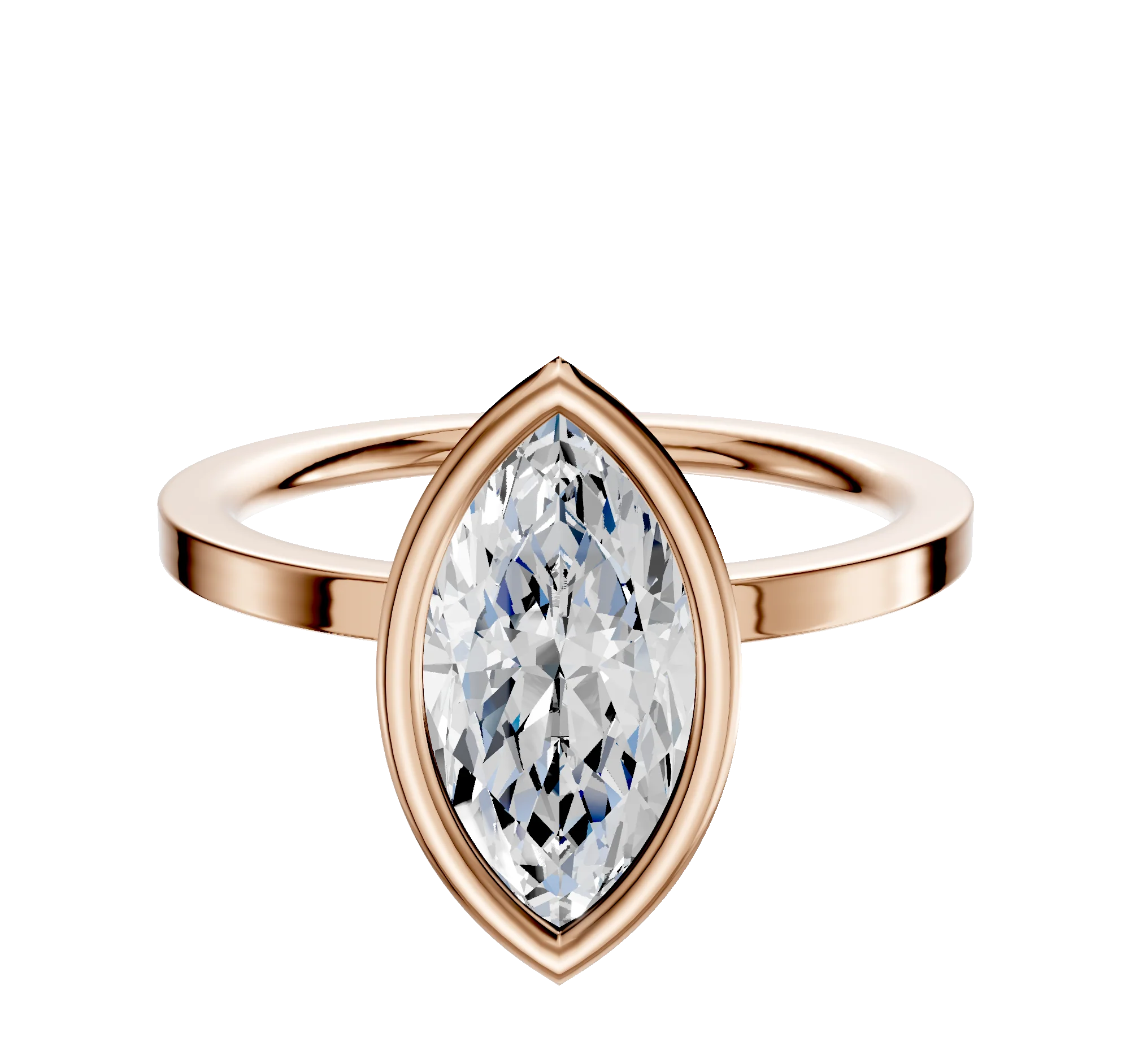 14K Rose Gold Bezel Full Bezel North/South Classic Flat 1.5mm Engagement Ring
