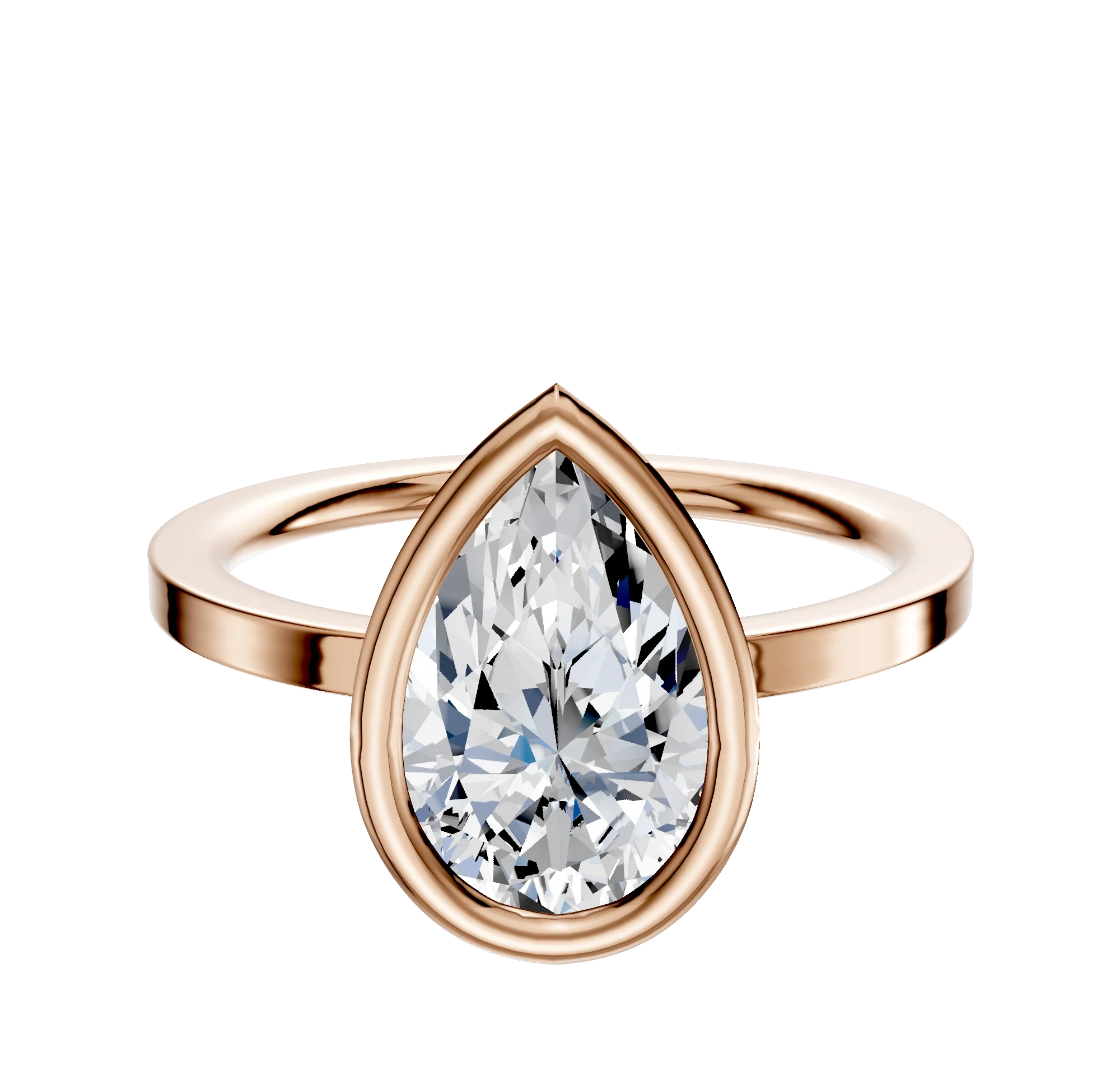 14K Rose Gold Bezel Full Bezel North/South Classic Flat 1.5mm Engagement Ring
