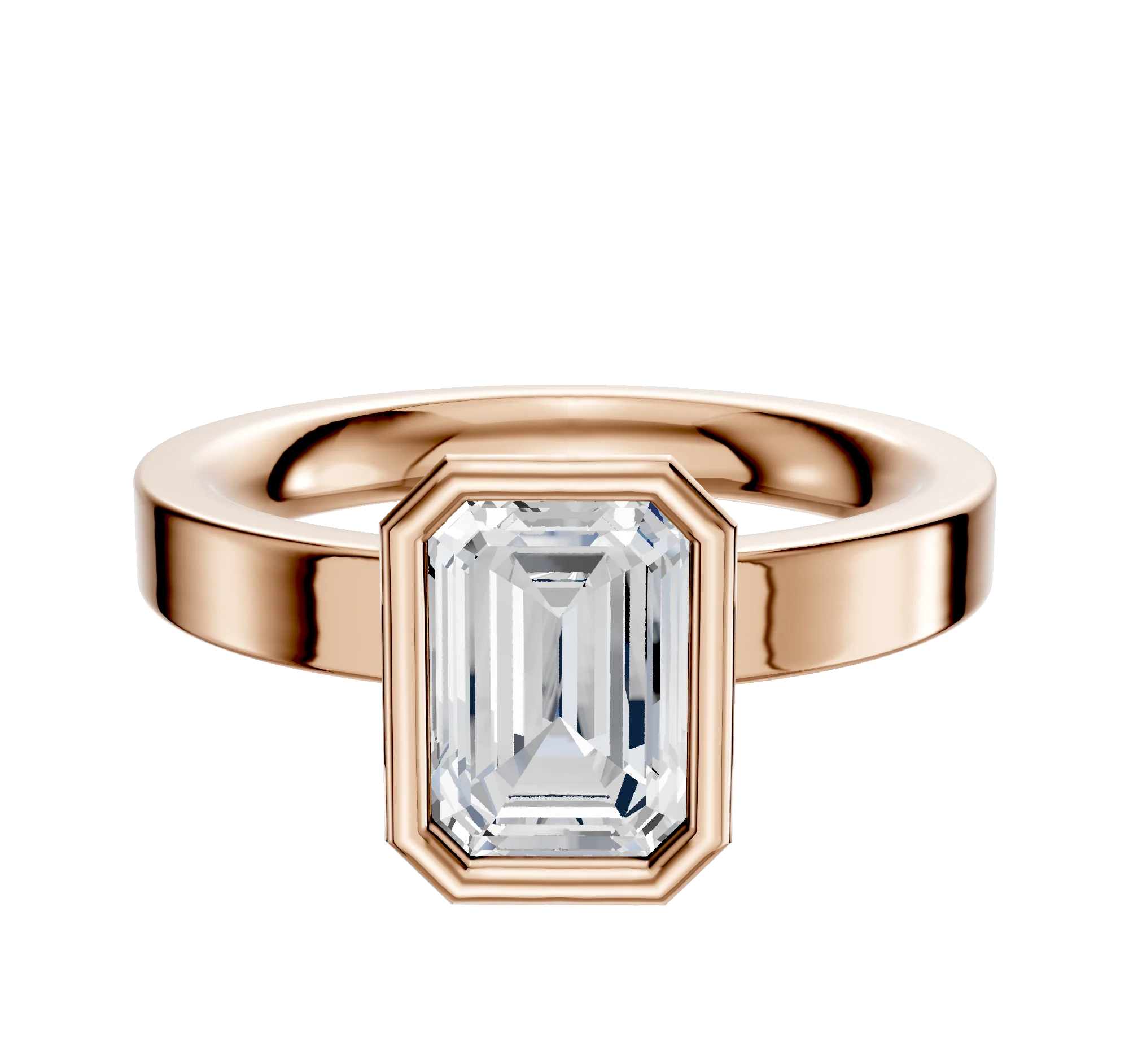 14K Rose Gold Bezel Full Bezel North/South Classic Flat 3.0mm Engagement Ring
