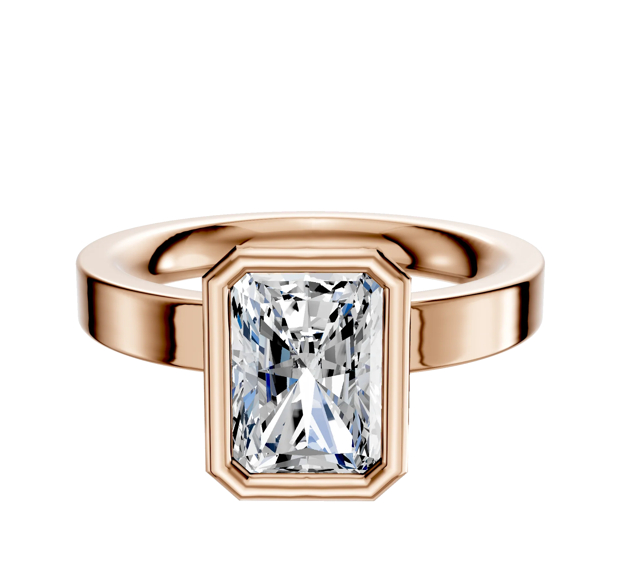14K Rose Gold Bezel Full Bezel North/South Classic Flat 3.0mm Engagement Ring