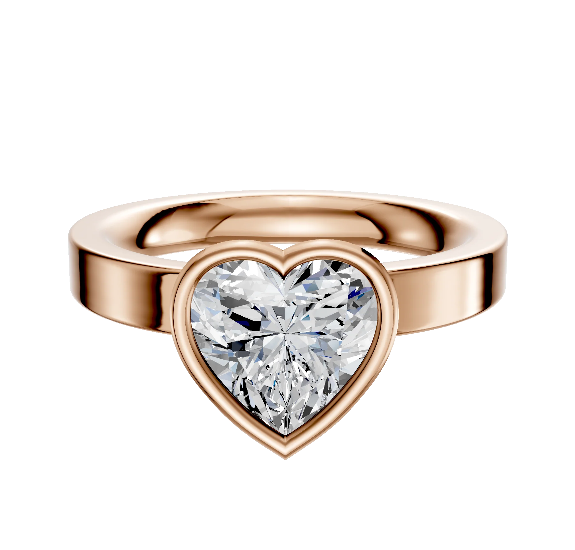 14K Rose Gold Bezel Full Bezel North/South Classic Flat 3.0mm Engagement Ring