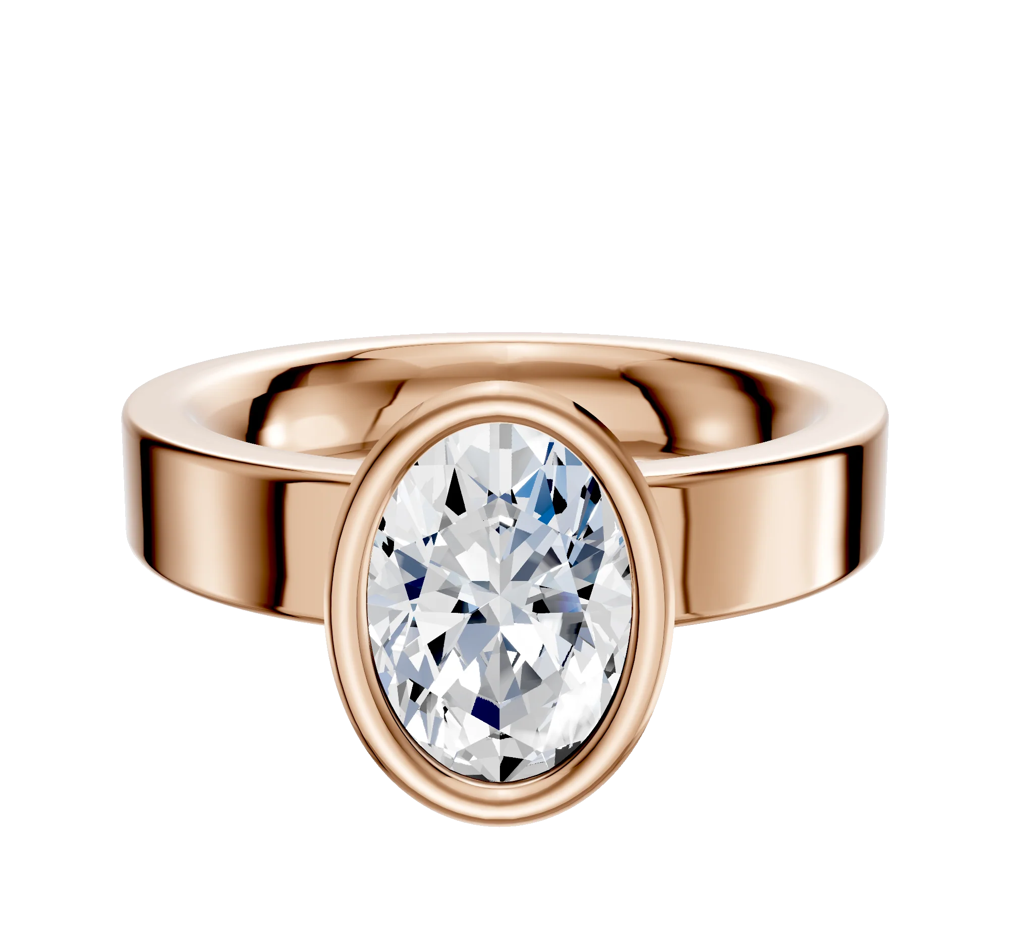 14K Rose Gold Bezel Full Bezel North/South Classic Flat 4.0mm Engagement Ring