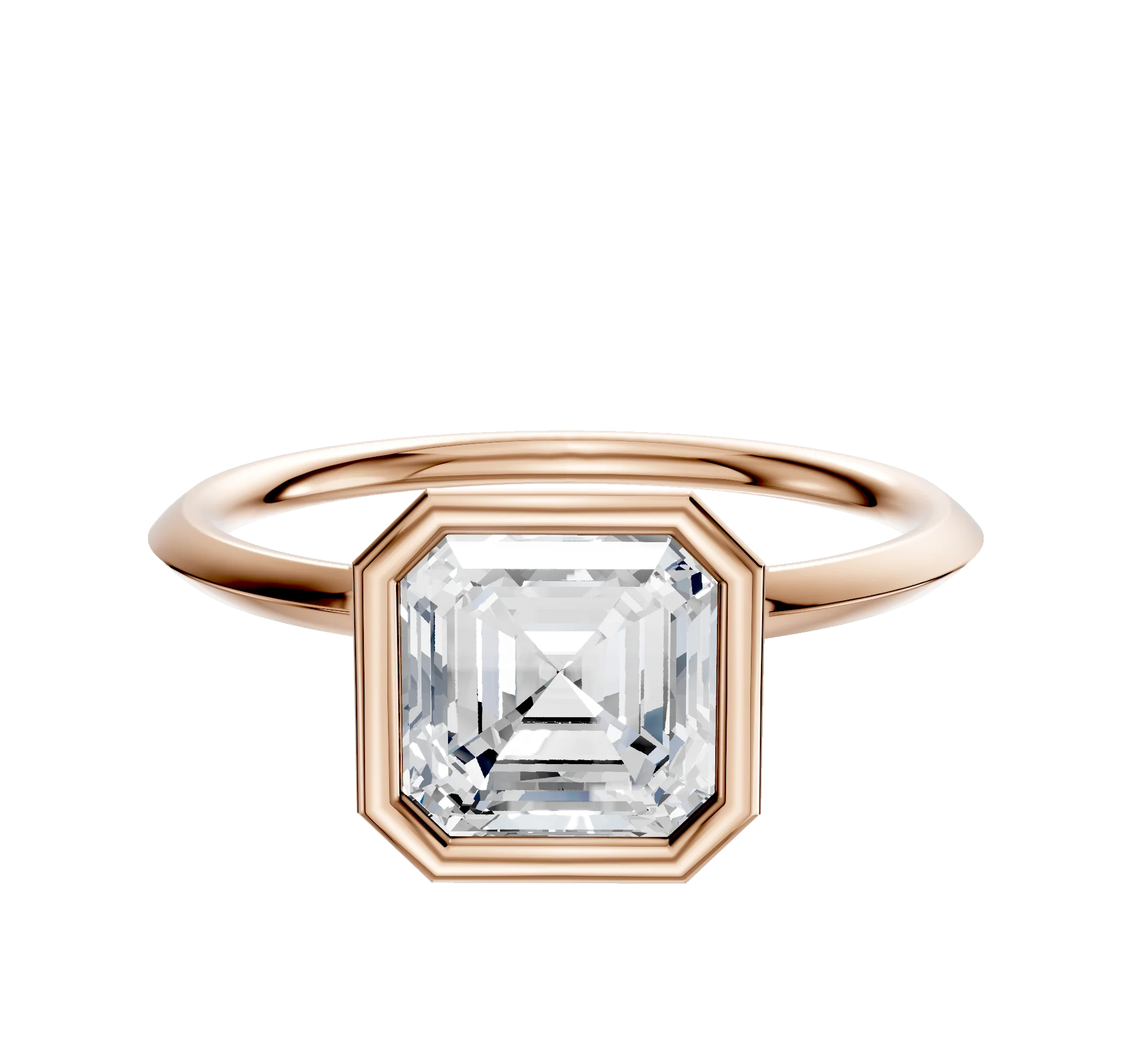14K Rose Gold Bezel Full Bezel North/South Classic Knife Edge 1.5mm Engagement Ring
