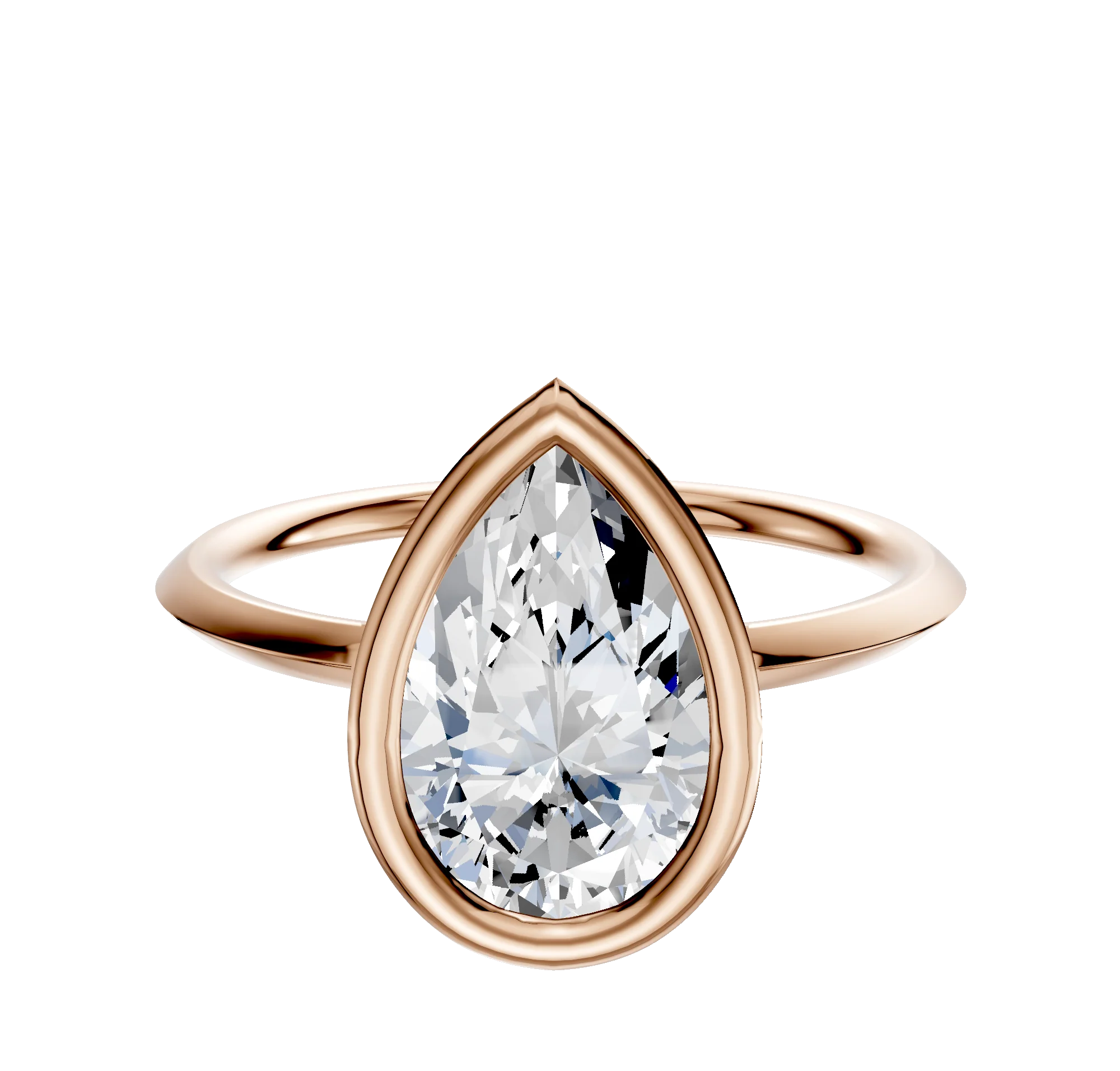 14K Rose Gold Bezel Full Bezel North/South Classic Knife Edge 1.5mm Engagement Ring