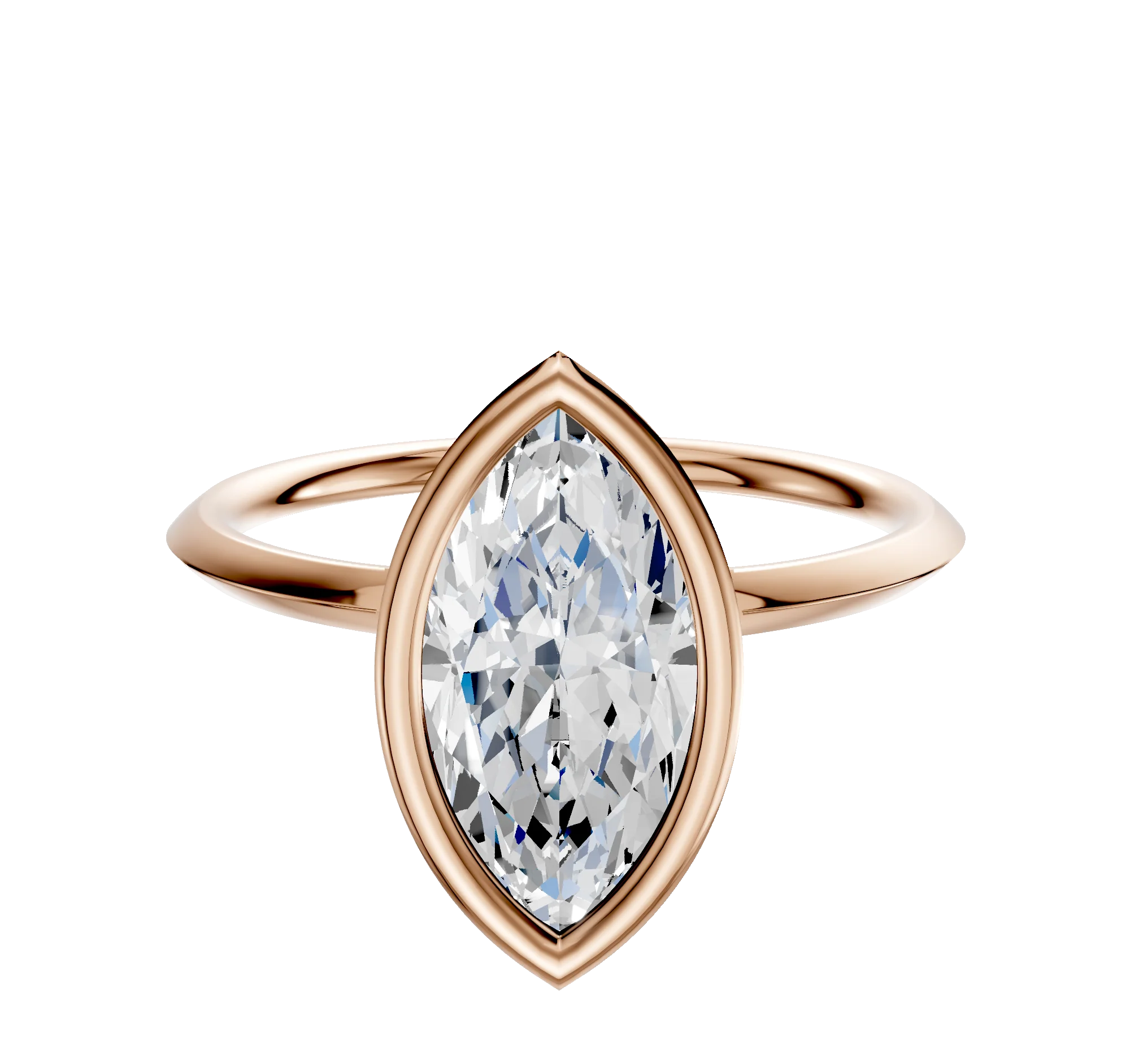14K Rose Gold Bezel Full Bezel North/South Classic Knife Edge 1.5mm Engagement Ring