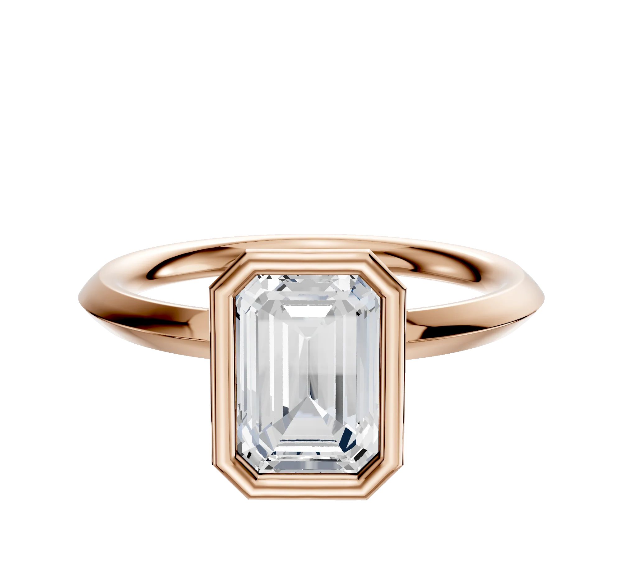 14K Rose Gold Bezel Full Bezel North/South Classic Knife Edge 2.0mm Engagement Ring
