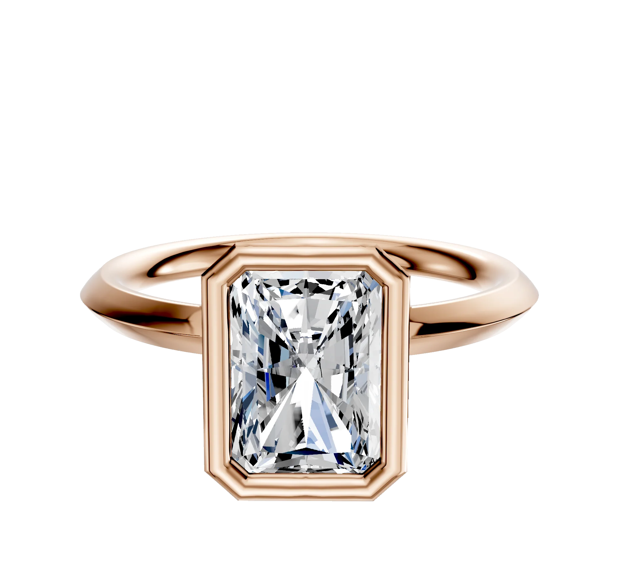 14K Rose Gold Bezel Full Bezel North/South Classic Knife Edge 2.0mm Engagement Ring