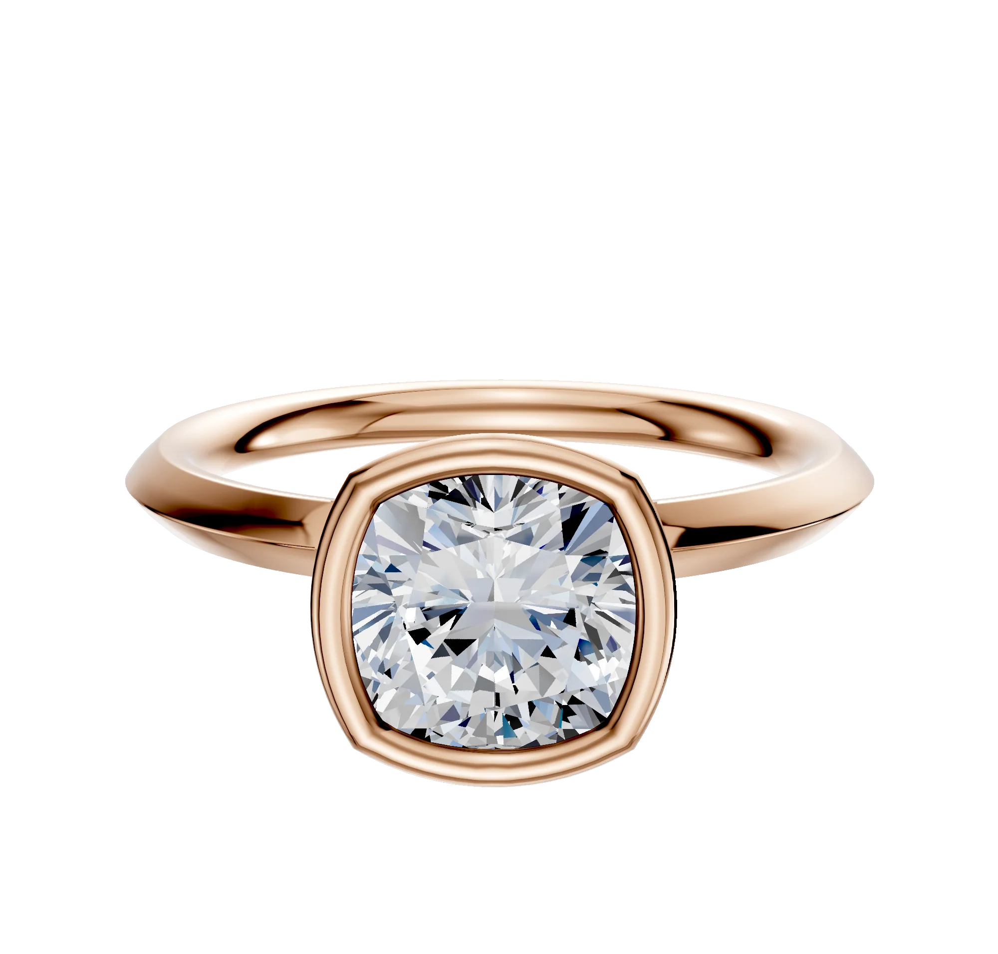 14K Rose Gold Bezel Full Bezel North/South Classic Knife Edge 2.0mm Engagement Ring