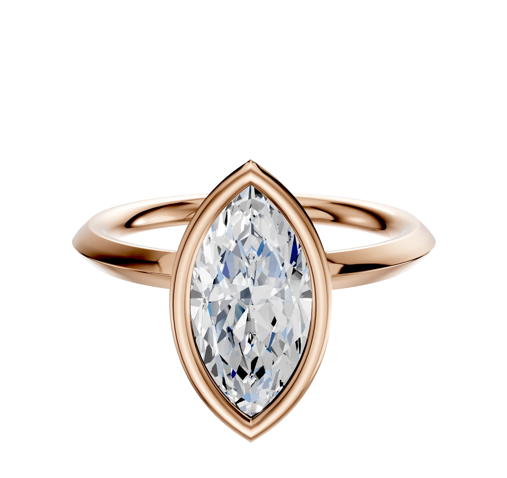 14K Rose Gold Bezel Full Bezel North/South Classic Knife Edge 2.0mm Engagement Ring