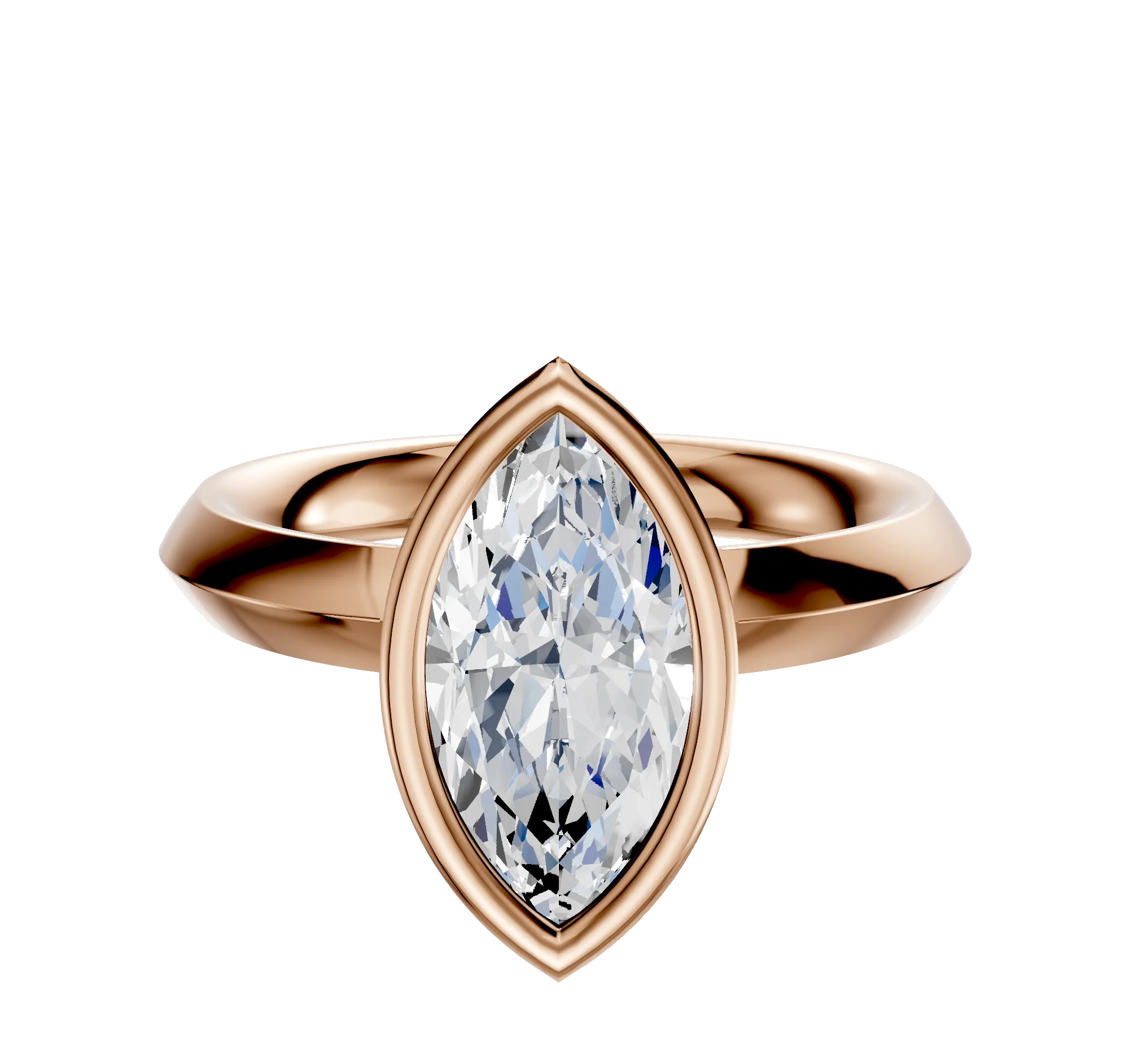 14K Rose Gold Bezel Full Bezel North/South Classic Knife Edge 3.0mm Engagement Ring