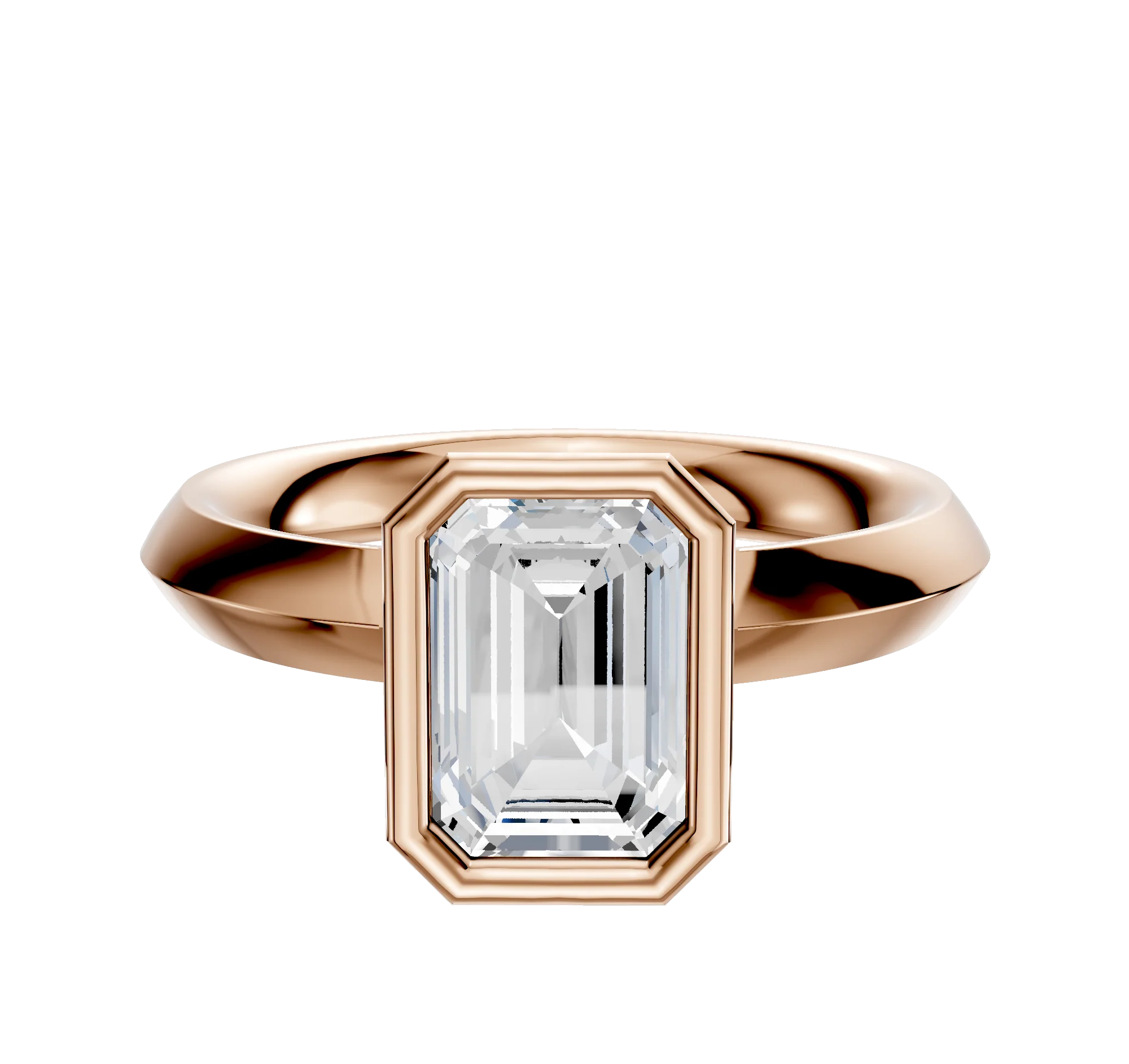 14K Rose Gold Bezel Full Bezel North/South Classic Knife Edge 3.0mm Engagement Ring