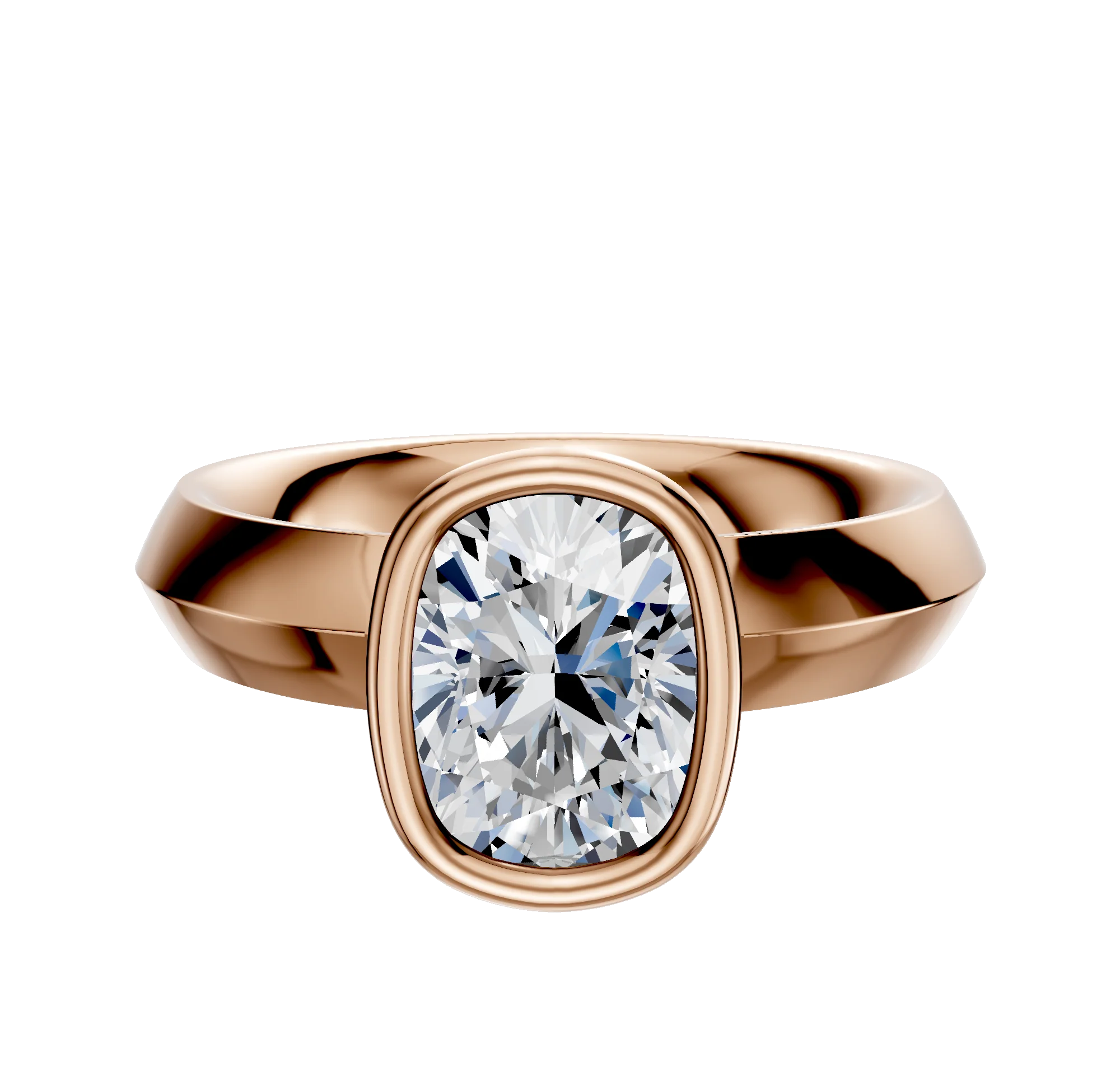 14K Rose Gold Bezel Full Bezel North/South Classic Knife Edge 4.0mm Engagement Ring