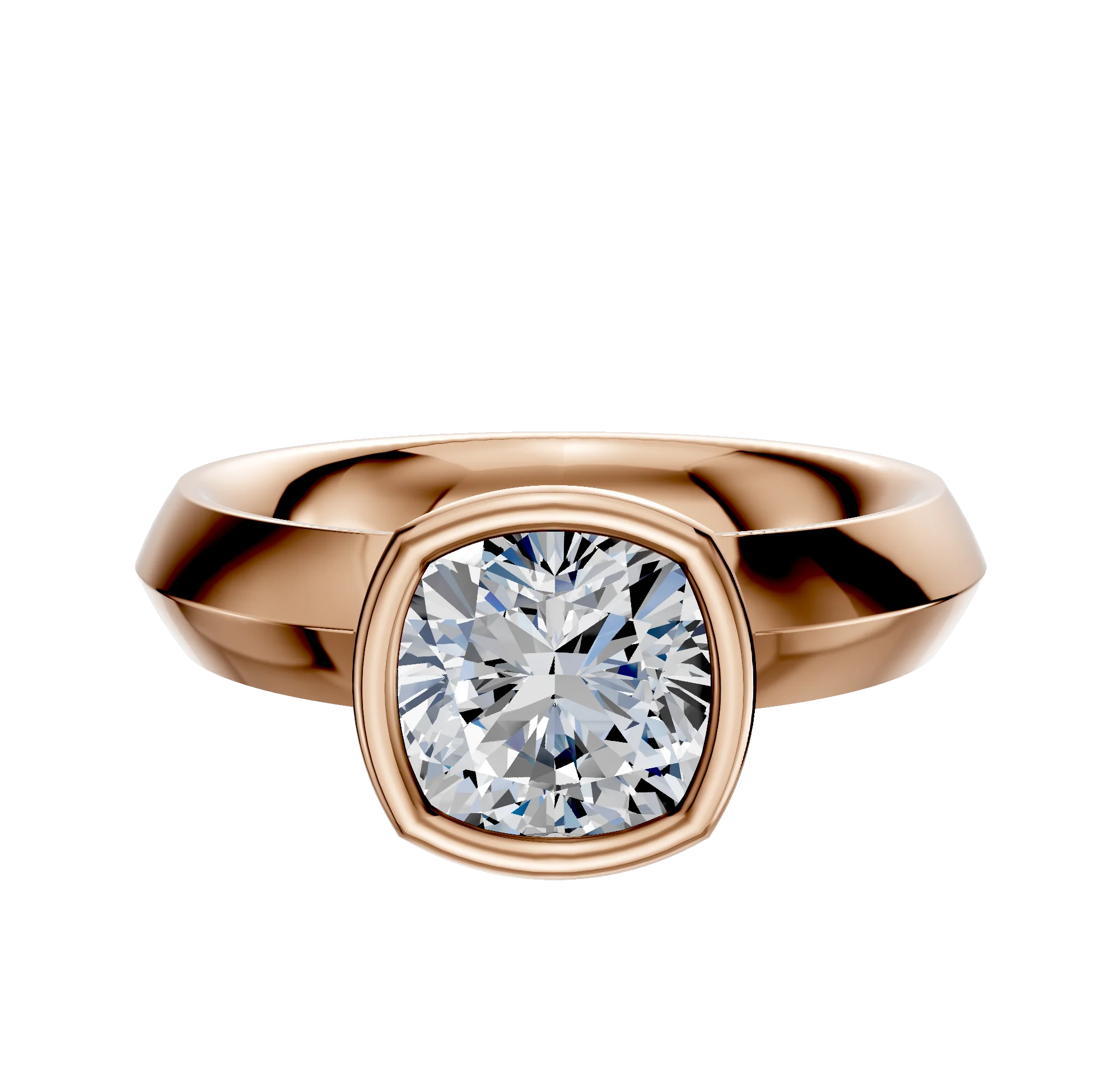 14K Rose Gold Bezel Full Bezel North/South Classic Knife Edge 4.0mm Engagement Ring